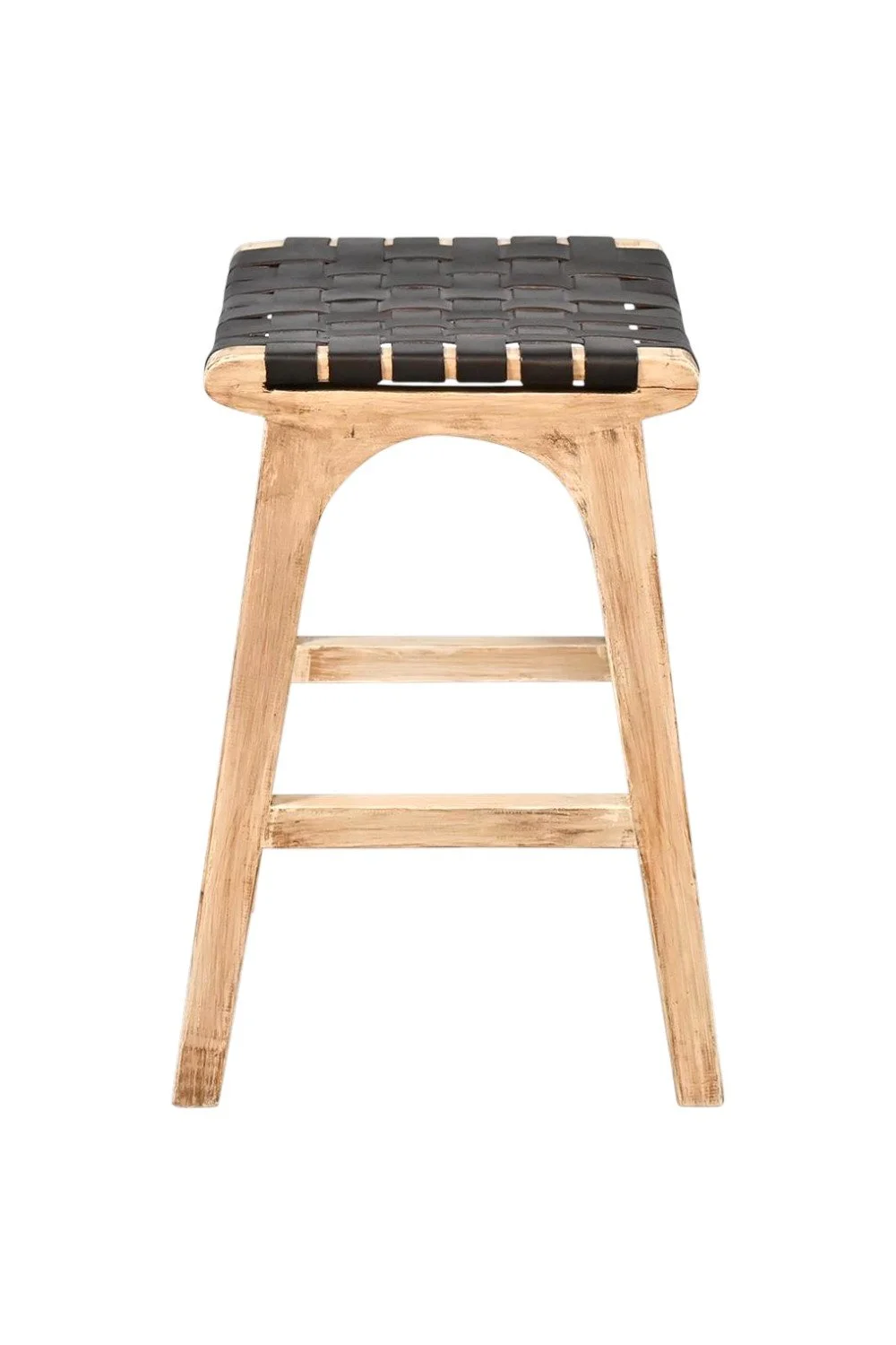 Cambria Crisscross Leather Bar Stool Black Light – Modern Stool