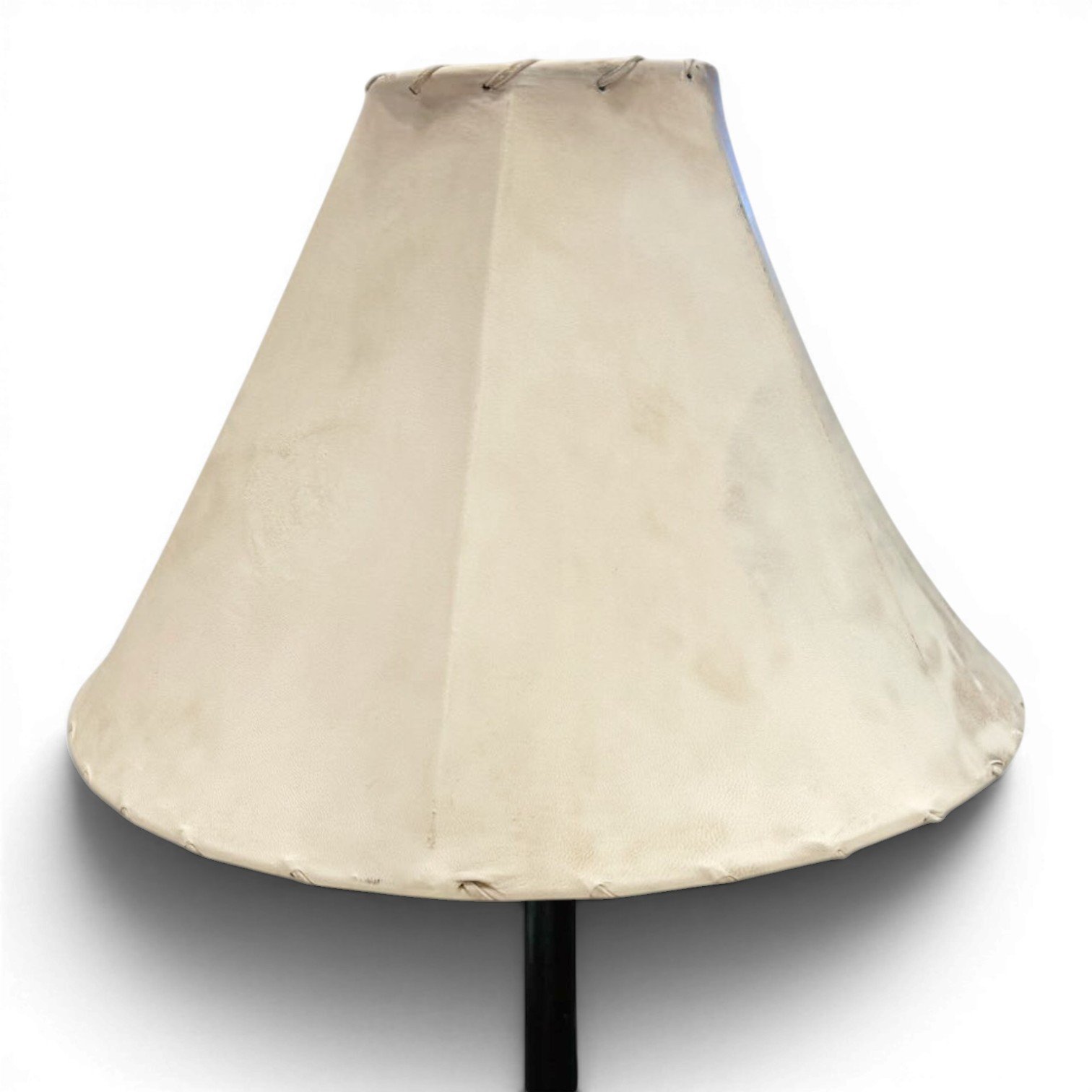 Premium Handcrafted Mexican rawhide lampshade with natural leather finish for rustic and Southwestern lighting - White