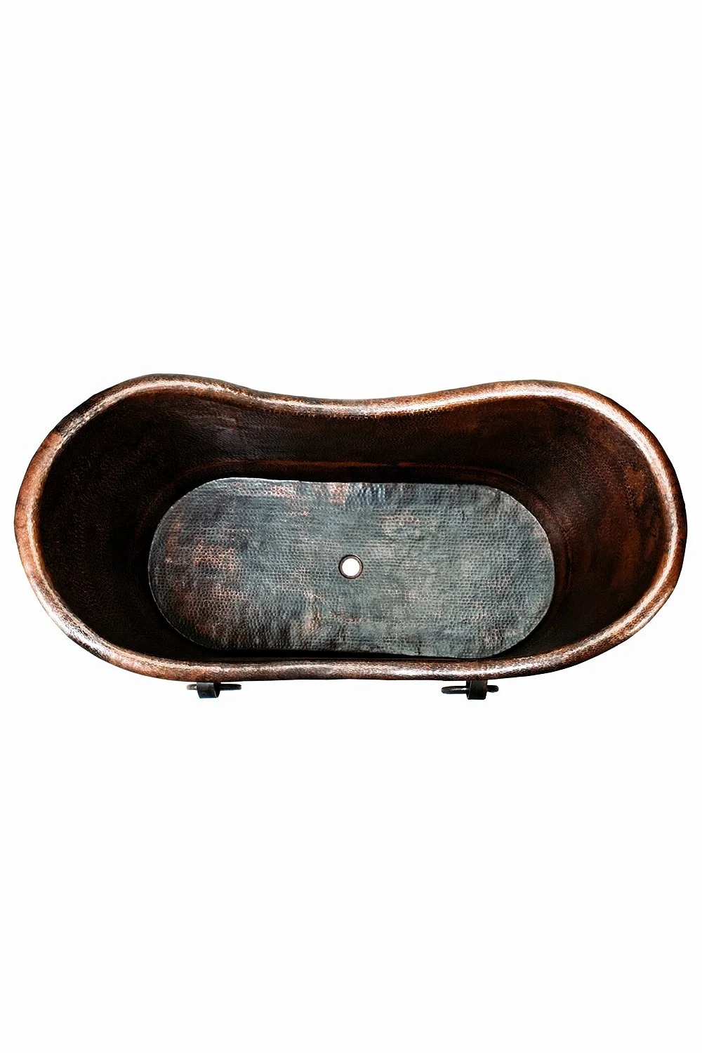 Hacienda 67" Hammered Copper Double Slipper Bathtub with Rings