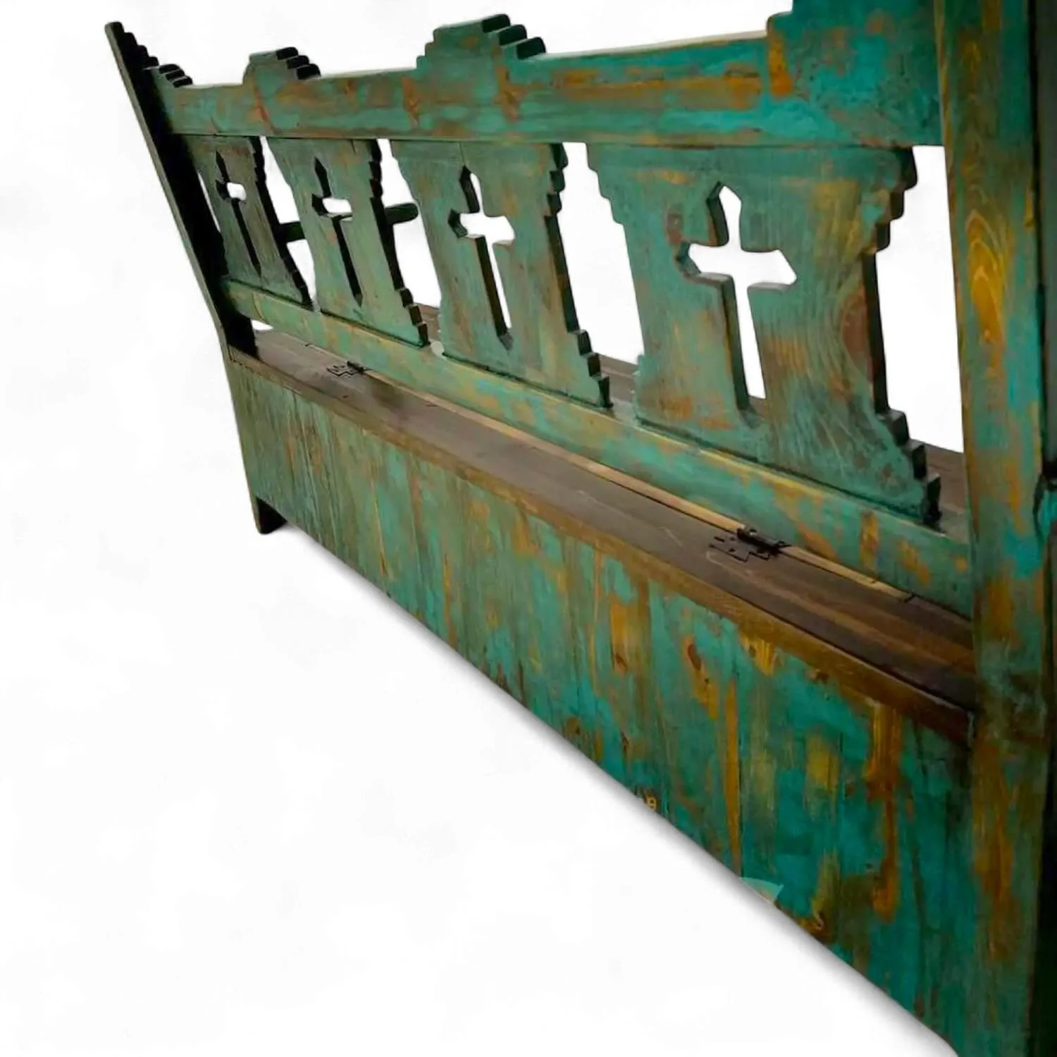 Las Cruces Turquoise Storage Bench