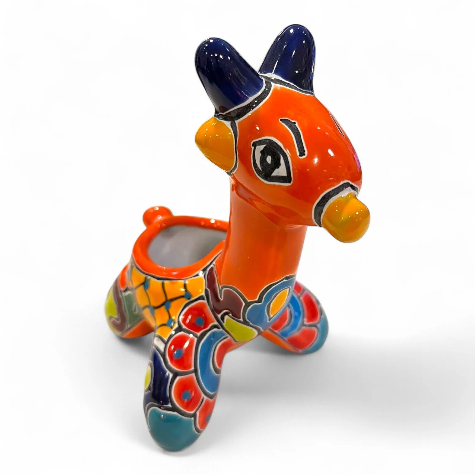 Talavera Giraffe Planter - Orange