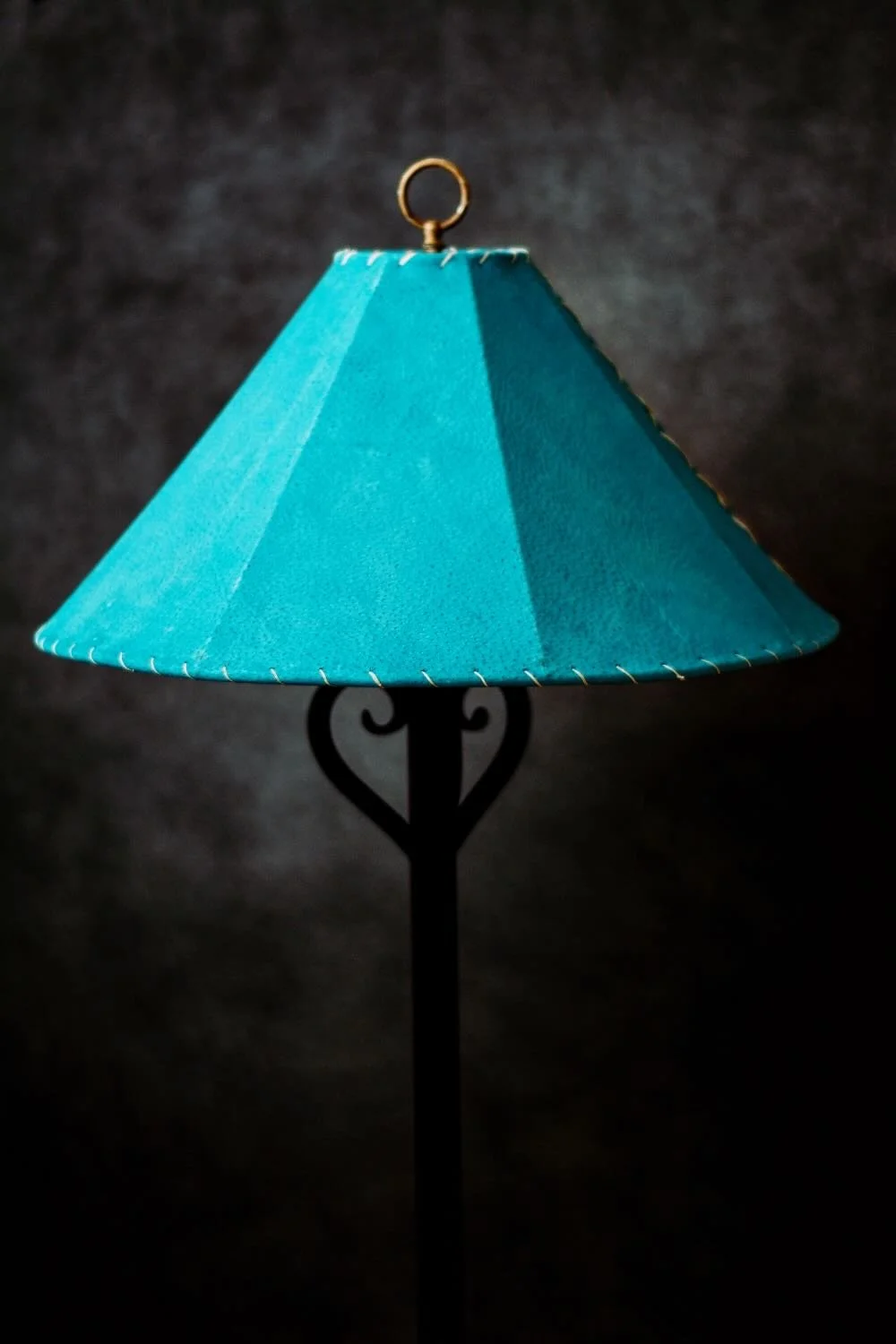 Shop Yellowstone Pigskin Lampshades handmade in Mexico. Authentic rustic lighting with natural pigskin, perfect for Western, lodge, and hacienda décor. - Turquoise