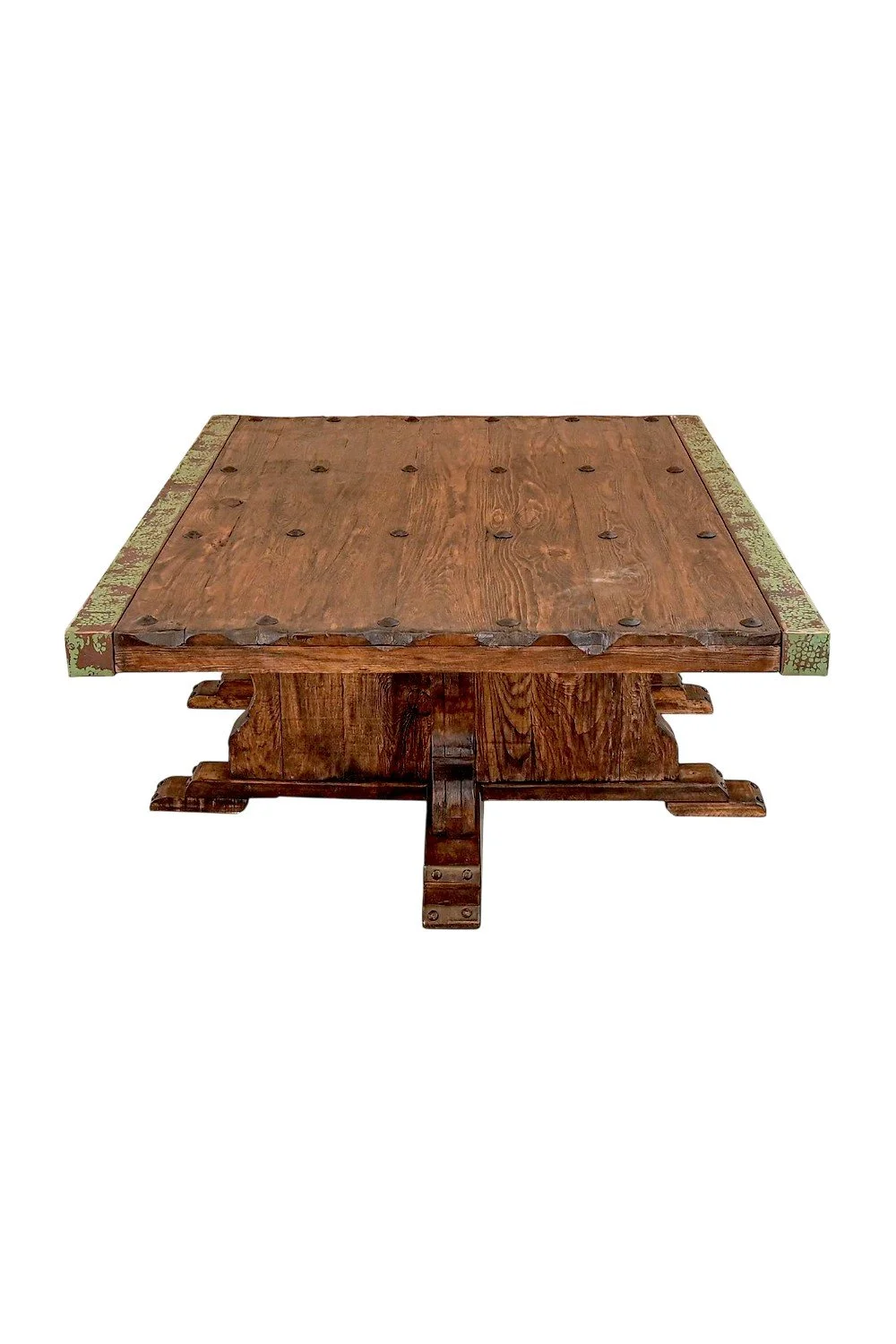 Amaya Cobre Coffee Table – Handmade Wood Table with Turquoise Copper