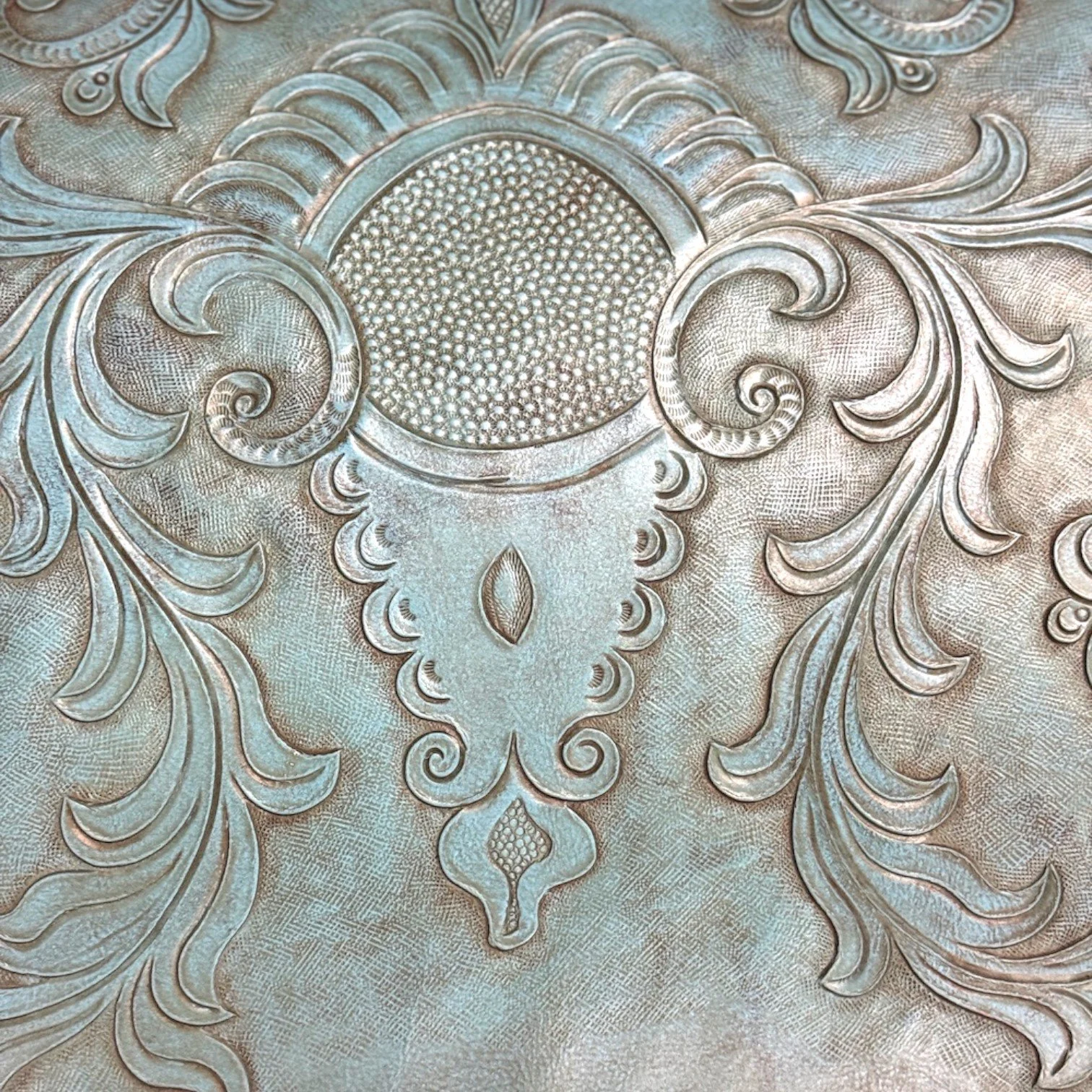 Cascada Las Vegas Turquoise Tooled Leather Bench