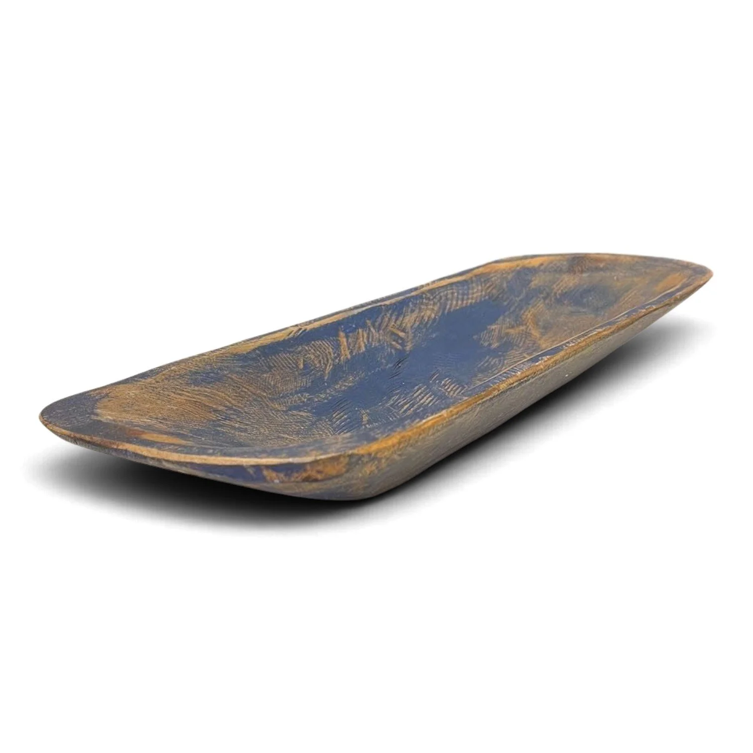 Handmade primitive wood bowl with vibrant hand-painted distressed finish