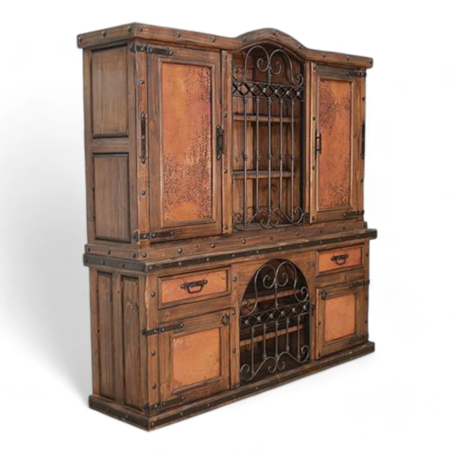 El Chapote Copper Hutch with Wine Rack