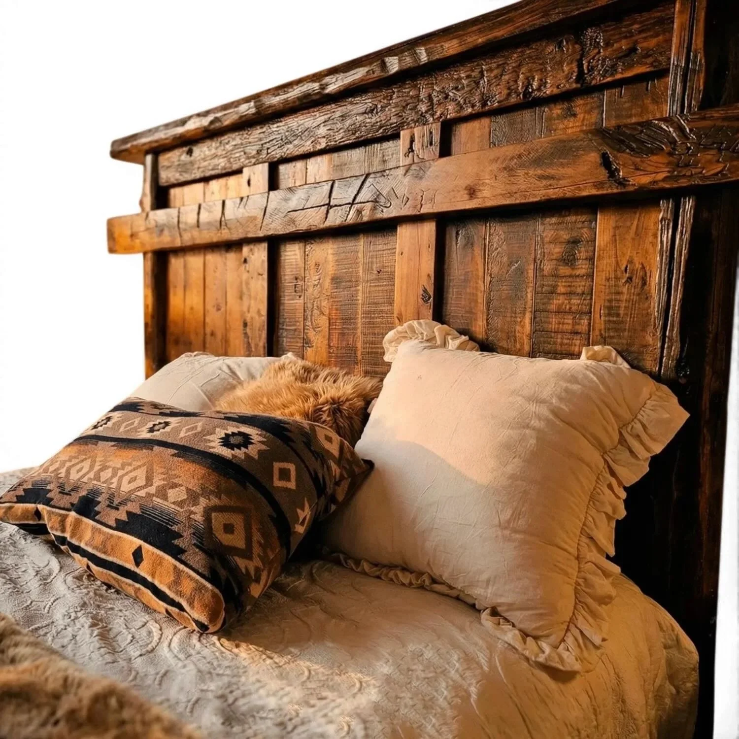 Zamora Bed handcrafted Mexican reclaimed wood bed with dark stain and rustic Western design