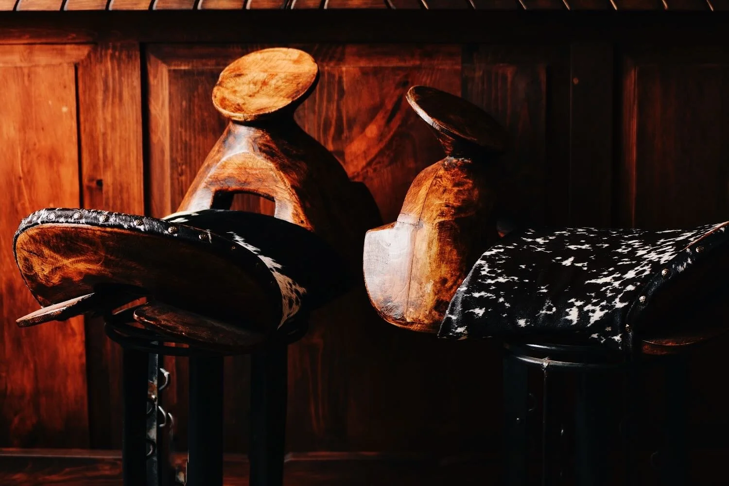 Handmade Cowhide Saddle Stools from Mexico