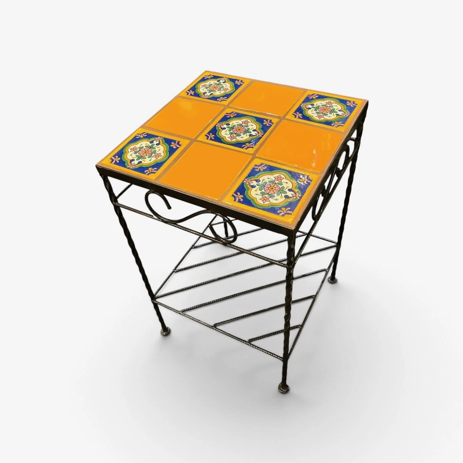Talavera 9 Tile Table – Handmade Mexican Tile & Iron End Table - Estillo 1