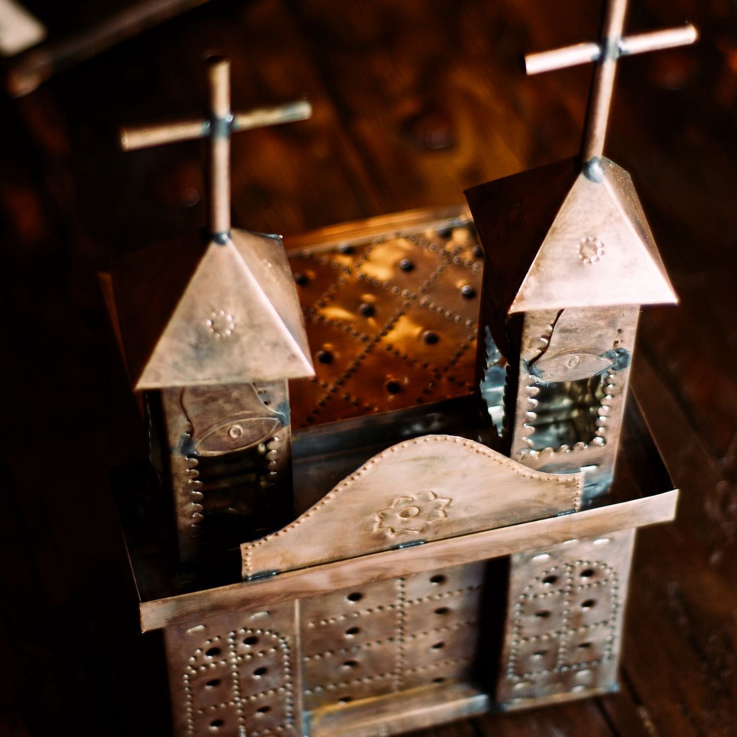 Mission Luminaria Bronze – Handmade Mexican Tin Lantern
