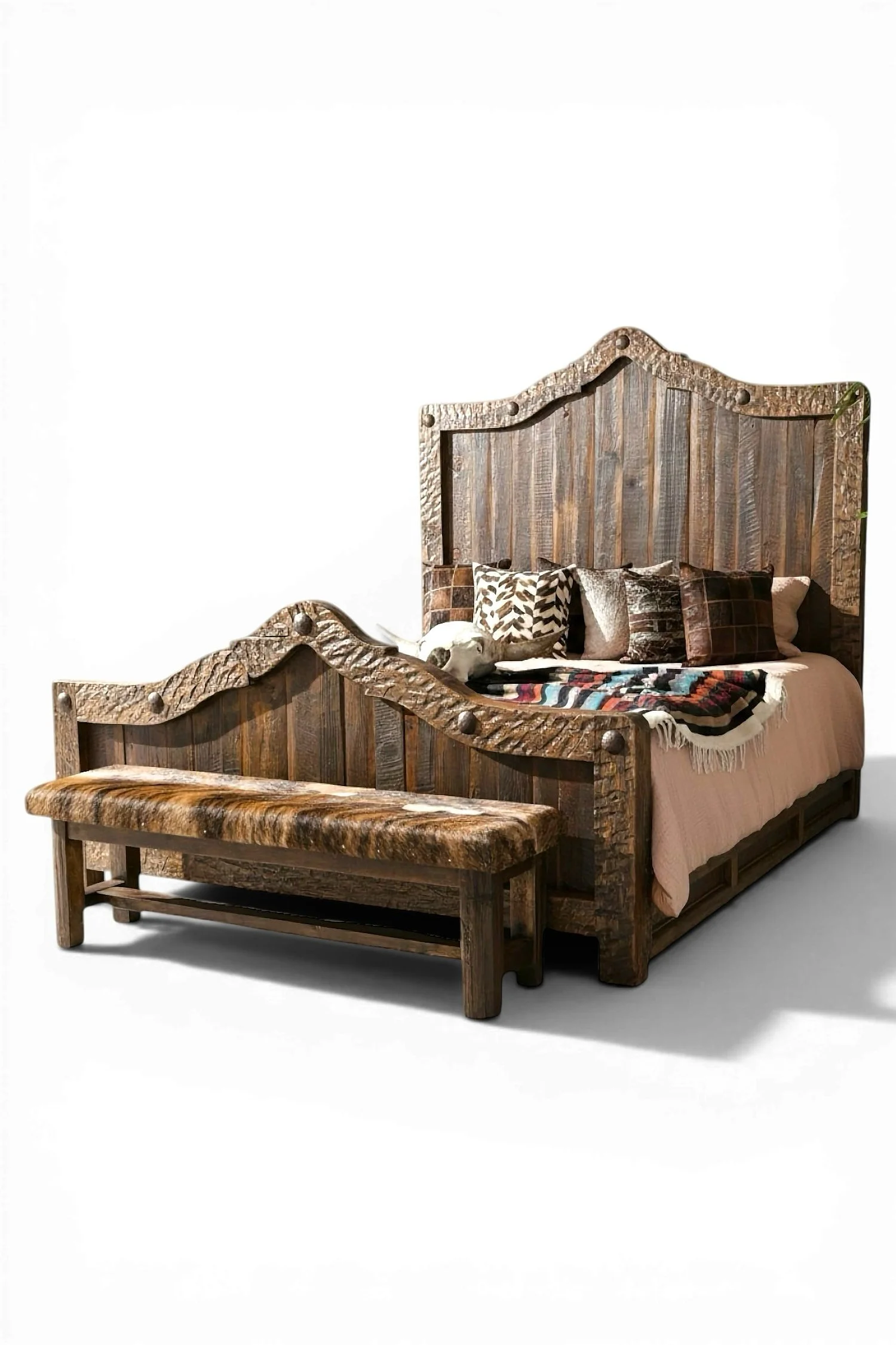 Shop a handmade reclaimed wood bed from Mexico. Rustic Western-style bed frame with durable craftsmanship for warm, timeless bedrooms.