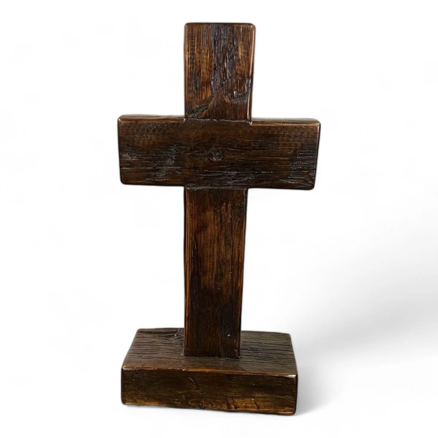 Handmade Mexican reclaimed wood cross wall décor with artisan finish
