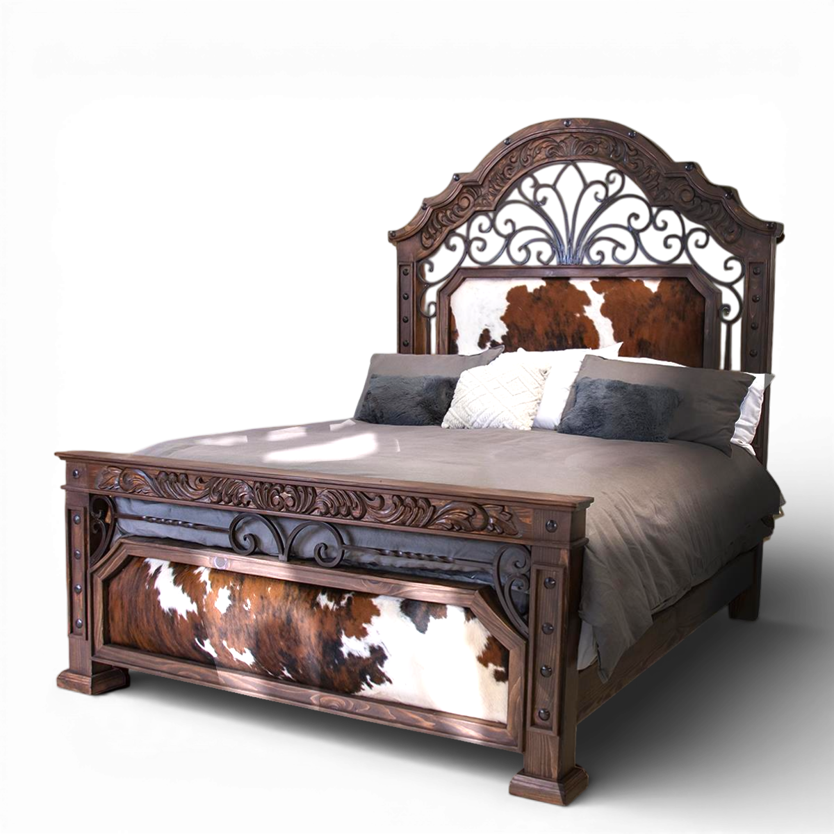 Hacienda Elegante Cowhide & Iron Bed