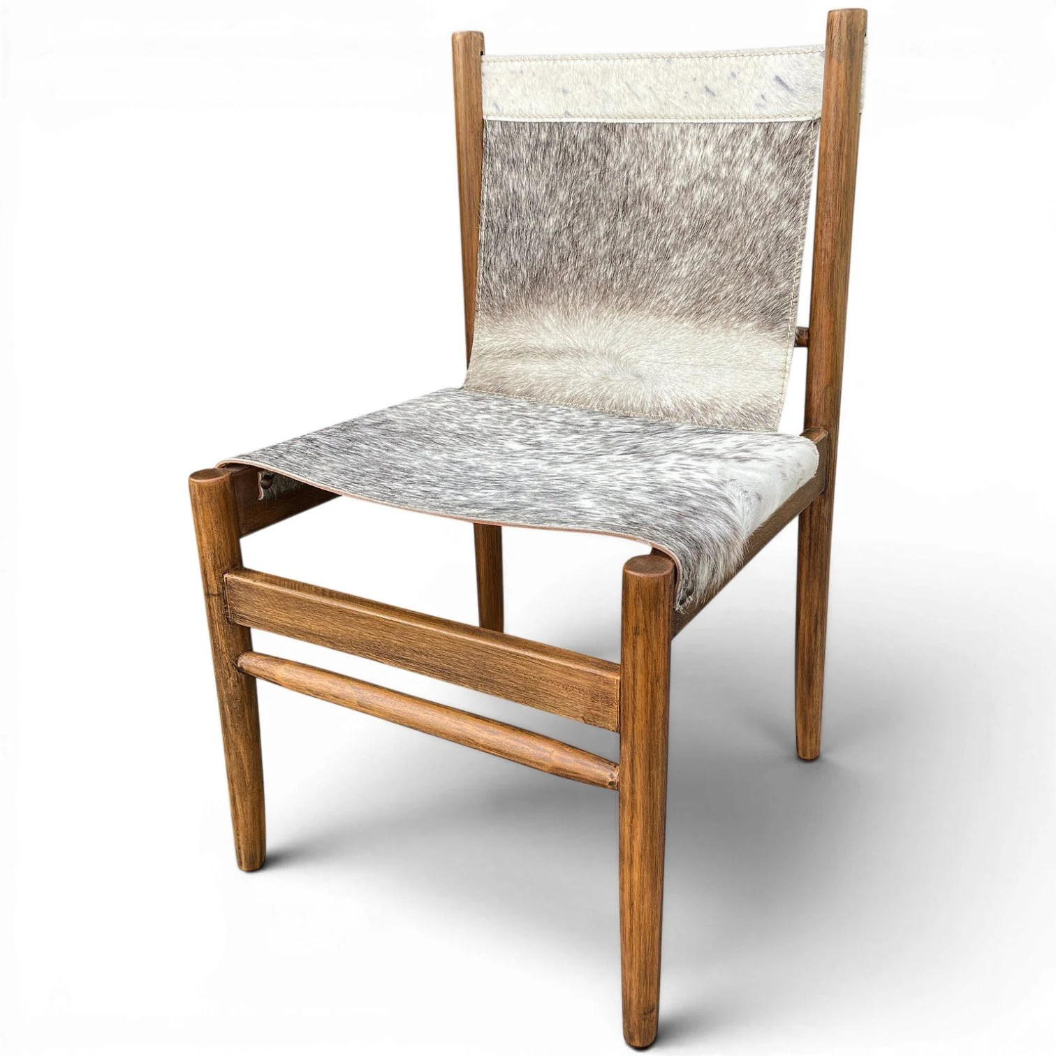 Handmade mahogany dining chair with genuine cowhide seat and back