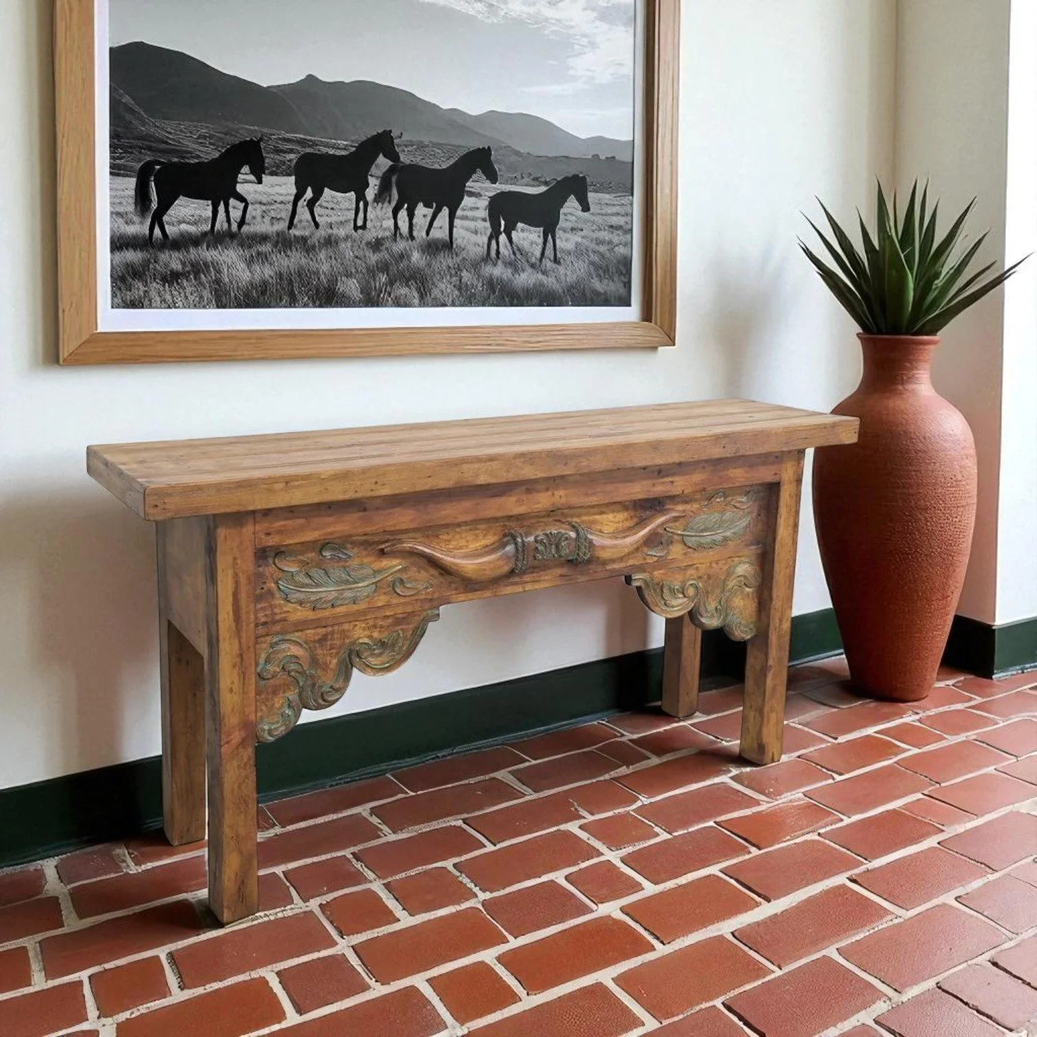 Socorro Long Horn Turquoise Wash Console