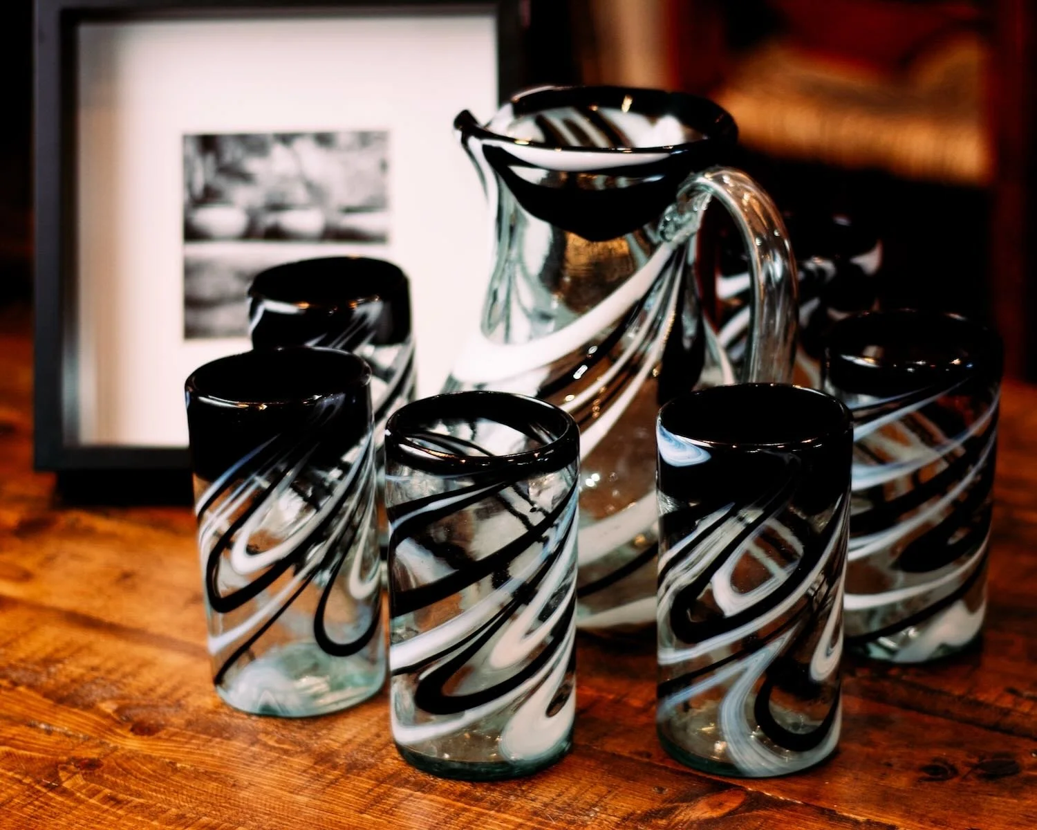 Black and White Handblown Glassware from Mexico
