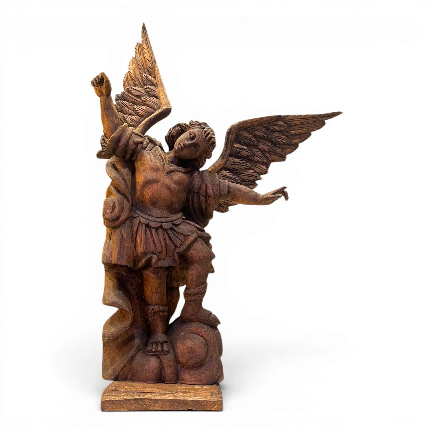 Hand Carved St. Michael the Archangel | Handmade Mexican Religious Statue