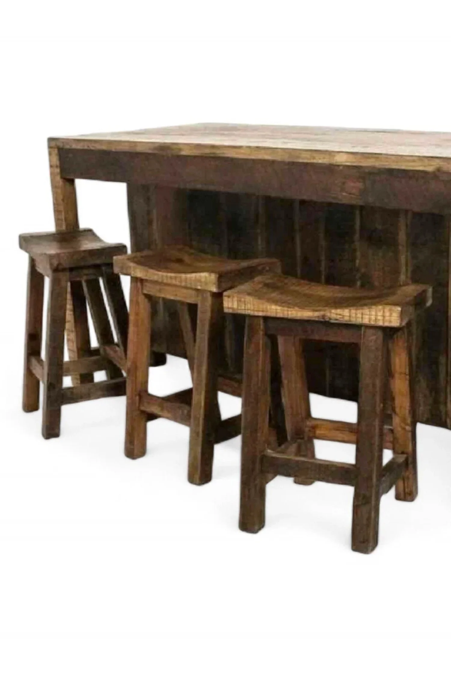 Shop a handmade saddle stool from Mexico. Reclaimed wood with carved seat for rustic Southwestern kitchens, bars, and accent seating.