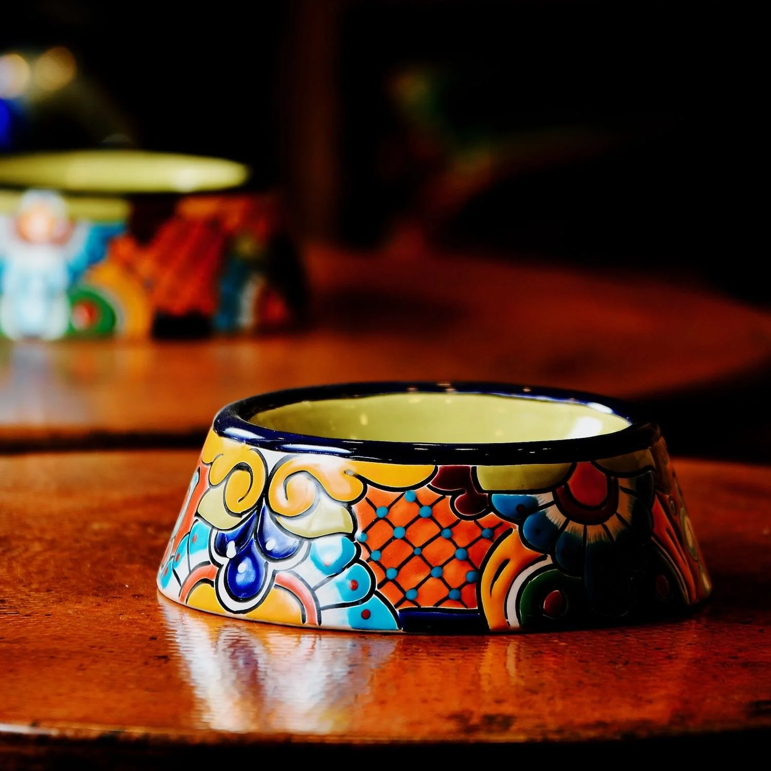Talavera Round Dog Bowl