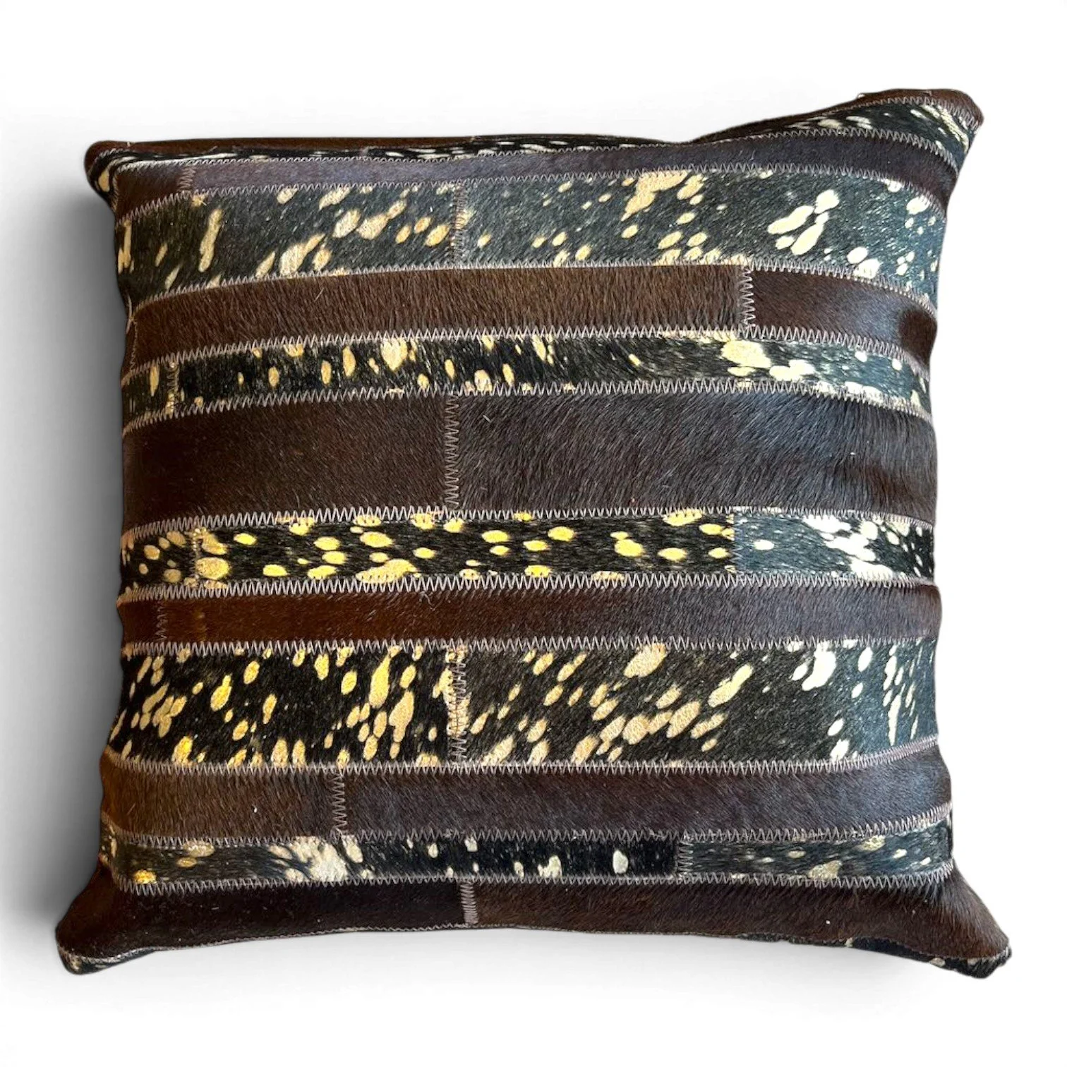 Tombstone Pillow | Handmade Brazilian Cowhide & Leather Western Throw Pillow Style 9