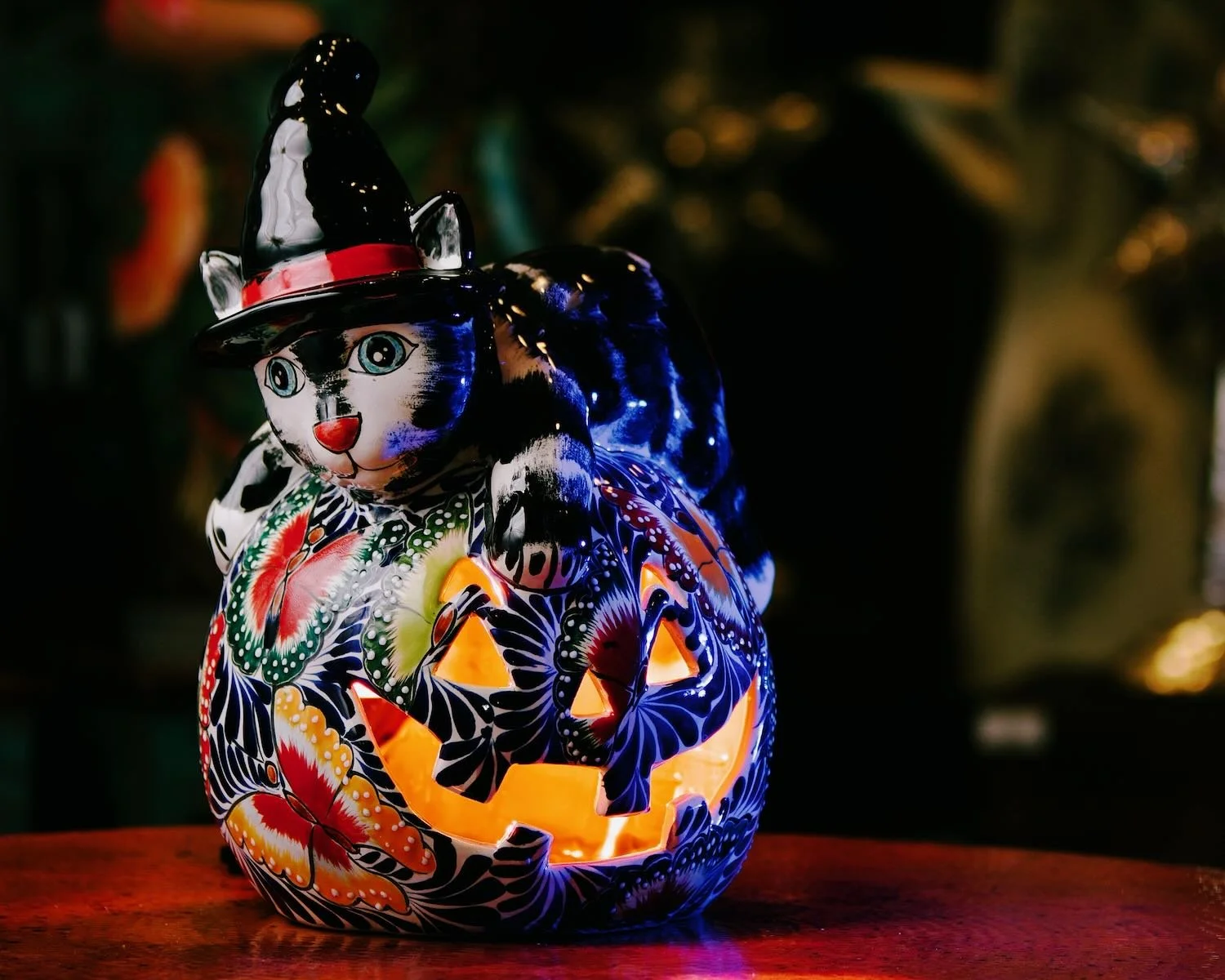 Multicolor Jack O'Lantern con Gato