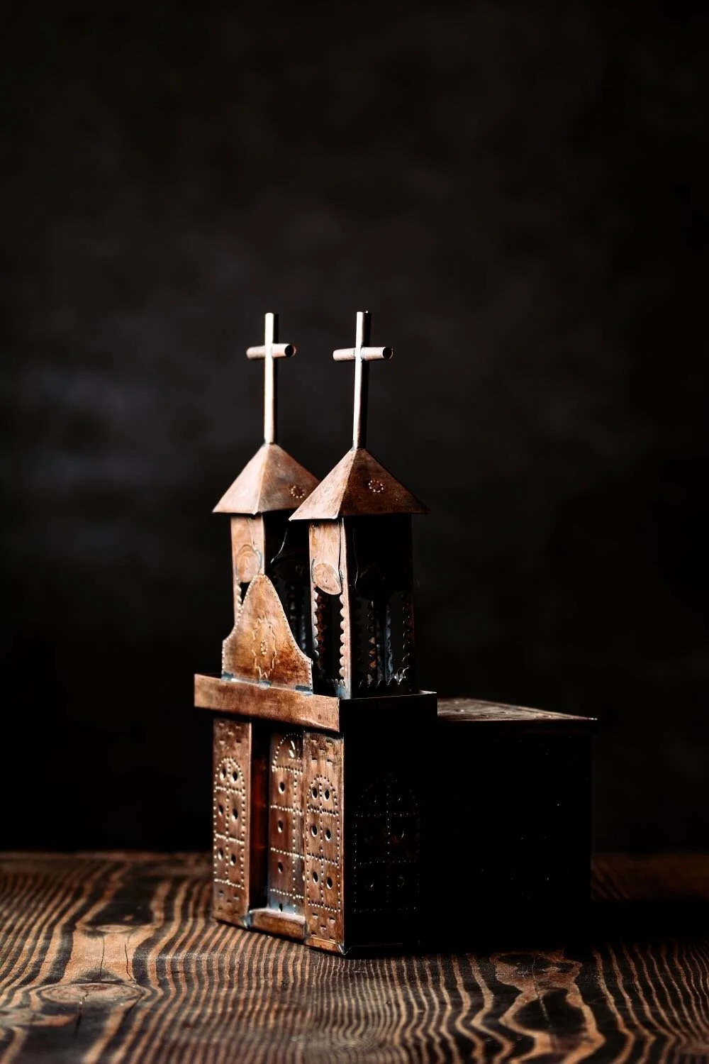 Mission Bronze Luminaria | Handmade Mexican Tin Church Lantern