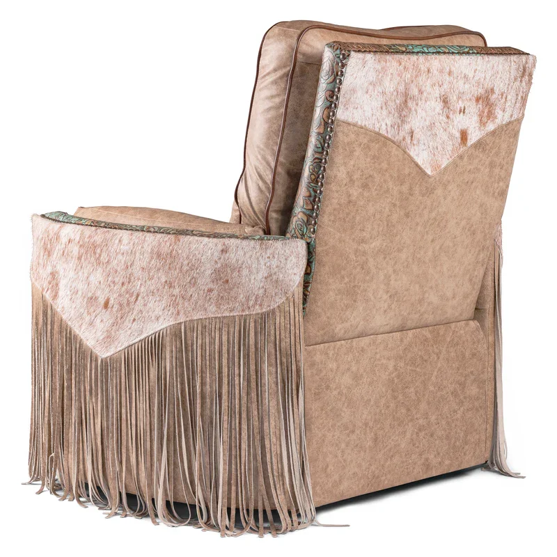 Casper Western leather recliner with top-grain leather upholstery, solid hardwood frame, nailhead trim, and handcrafted Western styling.