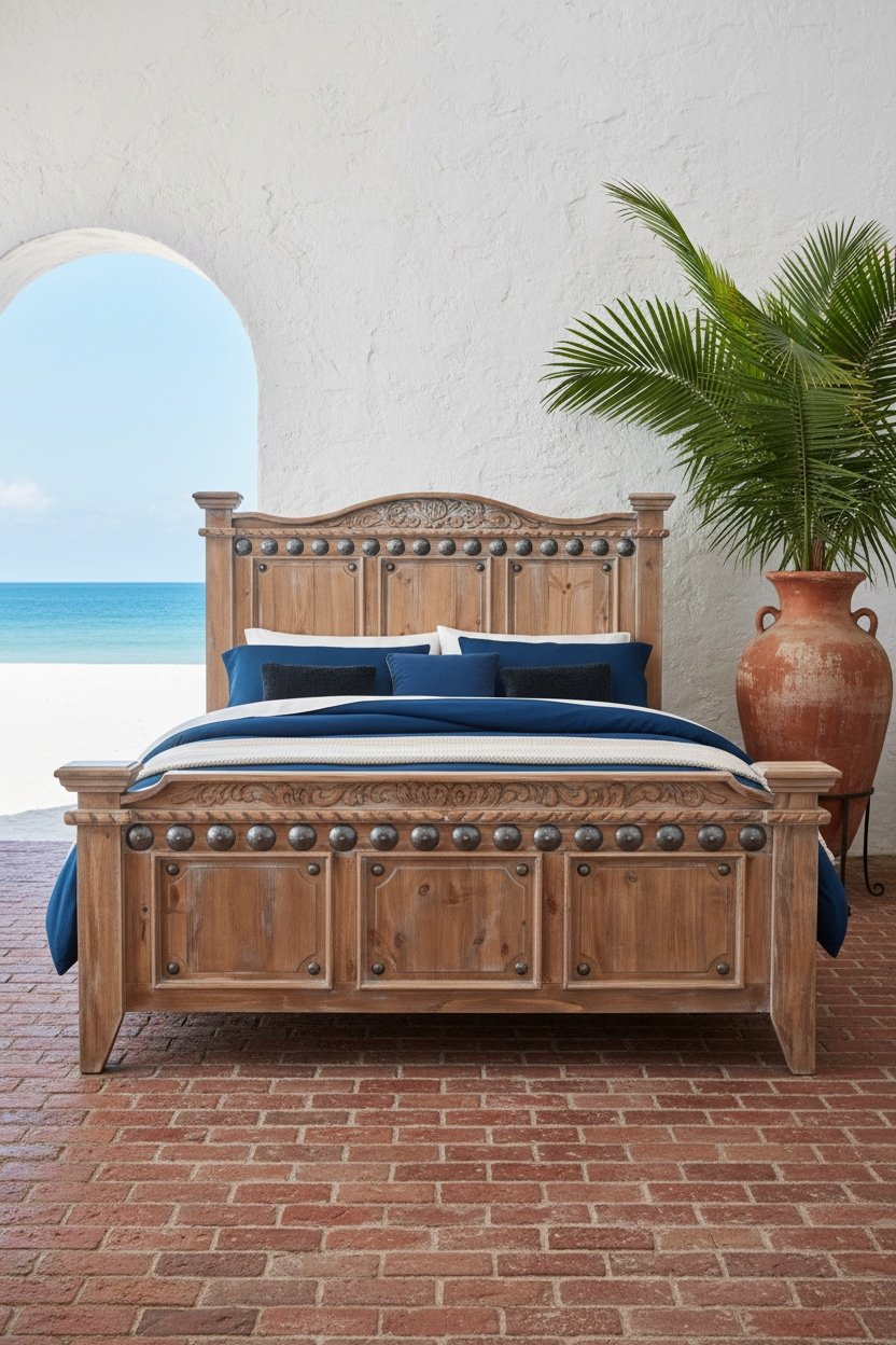 Shop a handmade solid wood bed from Mexico. Coastal-inspired design with timeless style, perfect for elegant and rustic bedrooms.