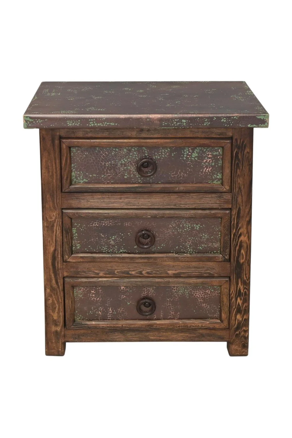 San Felipe Cobre Nightstand - Three Drawer & Copper Top