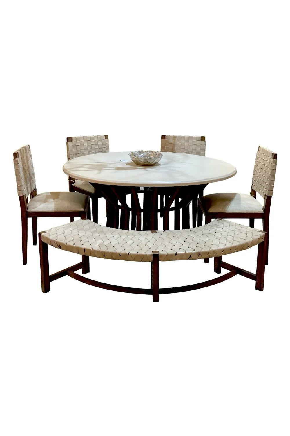 Malibu Round Dining Table – Modern Wood Lattice Base Table