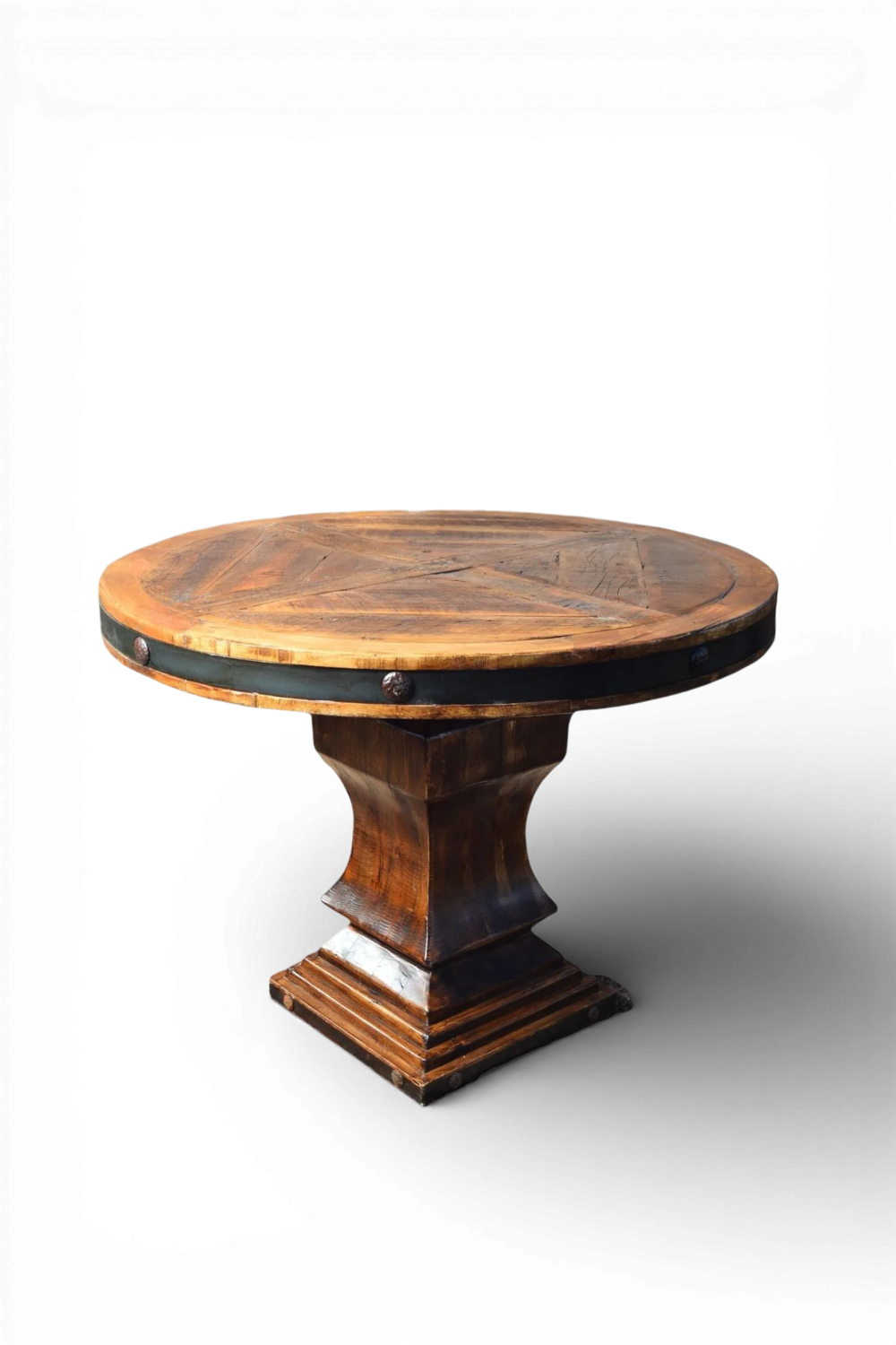 Shop a handmade round bar table from Mexico. Reclaimed wood design in counter or bar height for rustic kitchens and entertaining spaces.