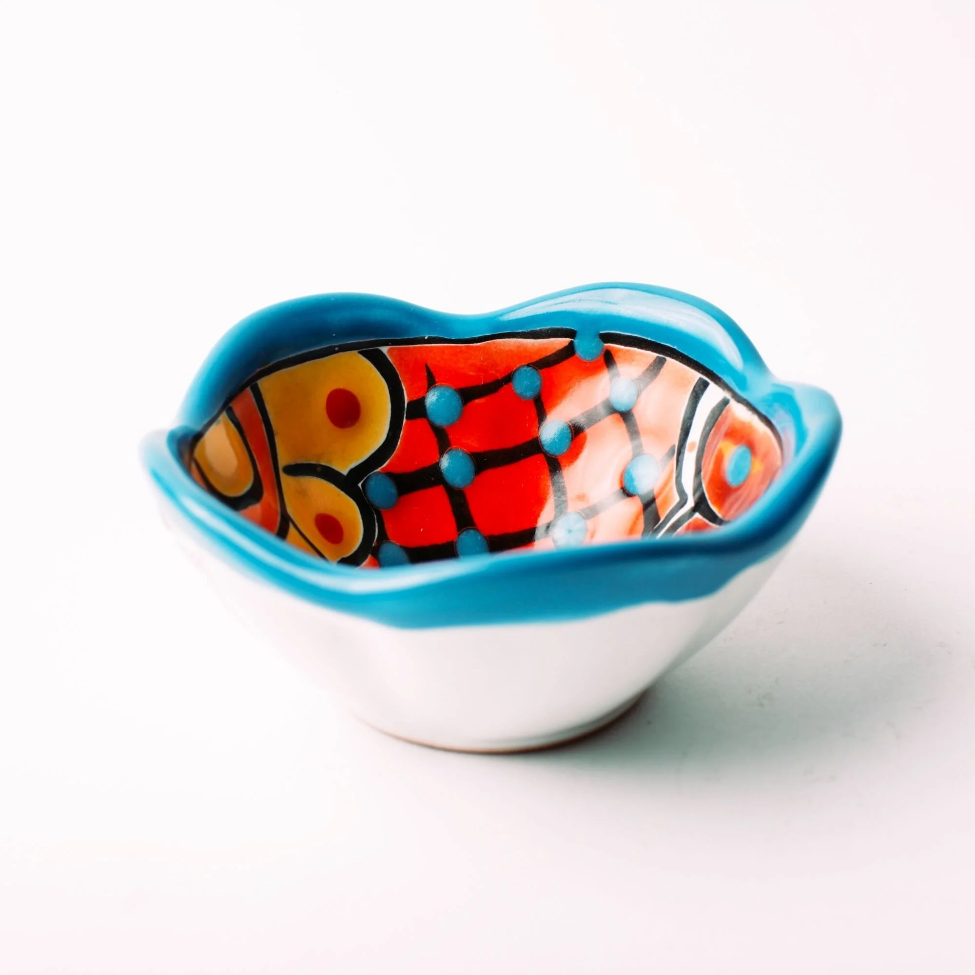 Authentic Mexican Talavera Dish with Scalloped Rim