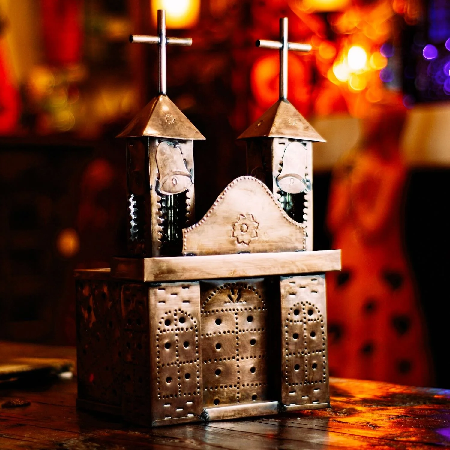 Mission Luminaria Bronze – Handmade Mexican Tin Lantern
