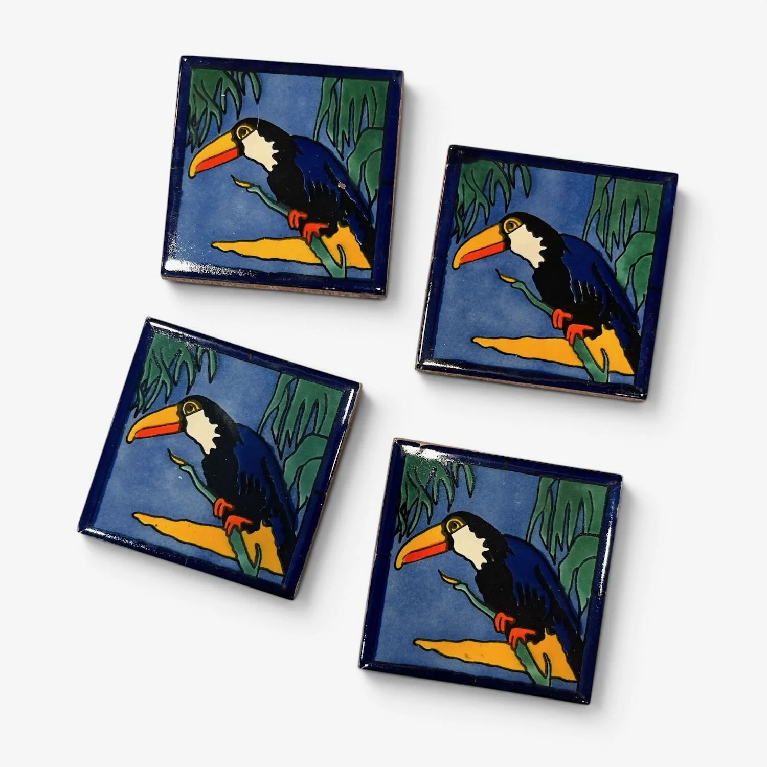 Talavera Tile Coaster Set – Handmade Mexican Tile Coasters (Set of 4) - Style 9