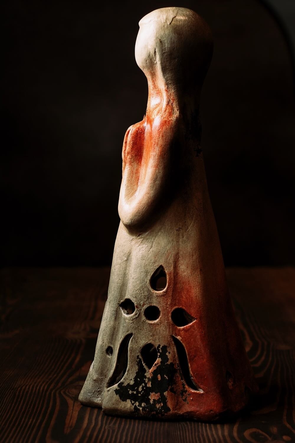 Shop a handmade clay luminaria from Mexico with cutout design. Rustic candle lantern perfect for warm ambient lighting indoors or outdoors.