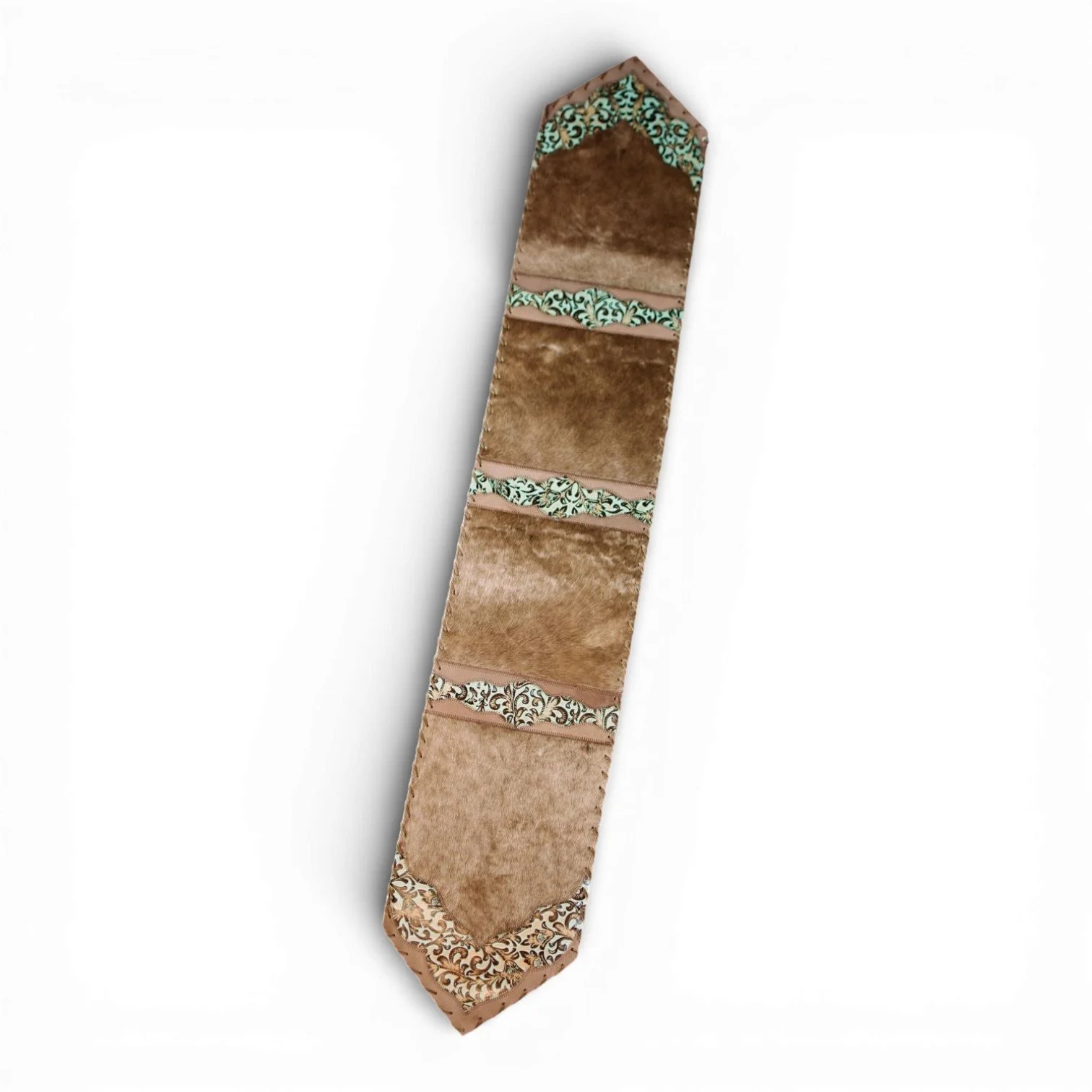 Dodge City Tooled Leather & Cowhide Table Runner