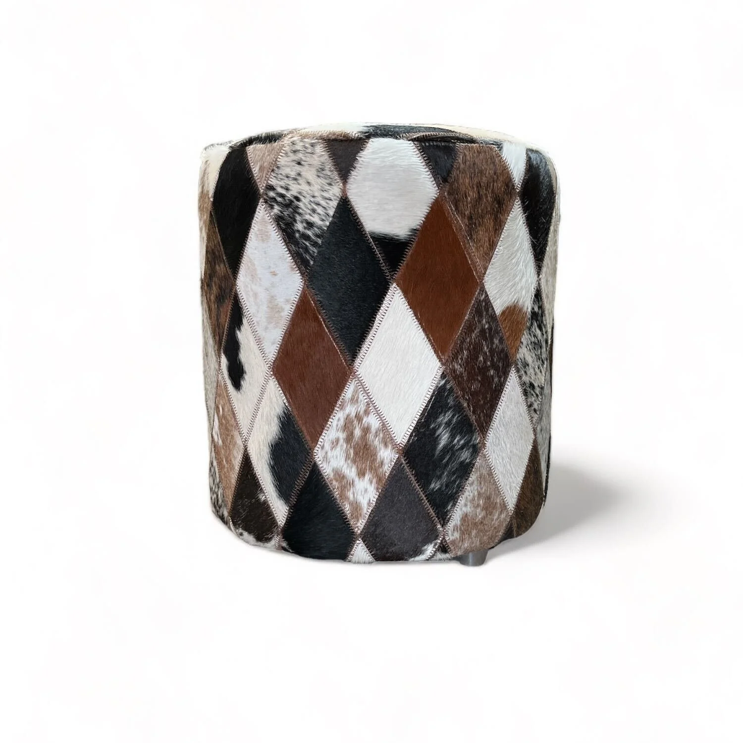 Mixed Diamond Cowhide Ottoman