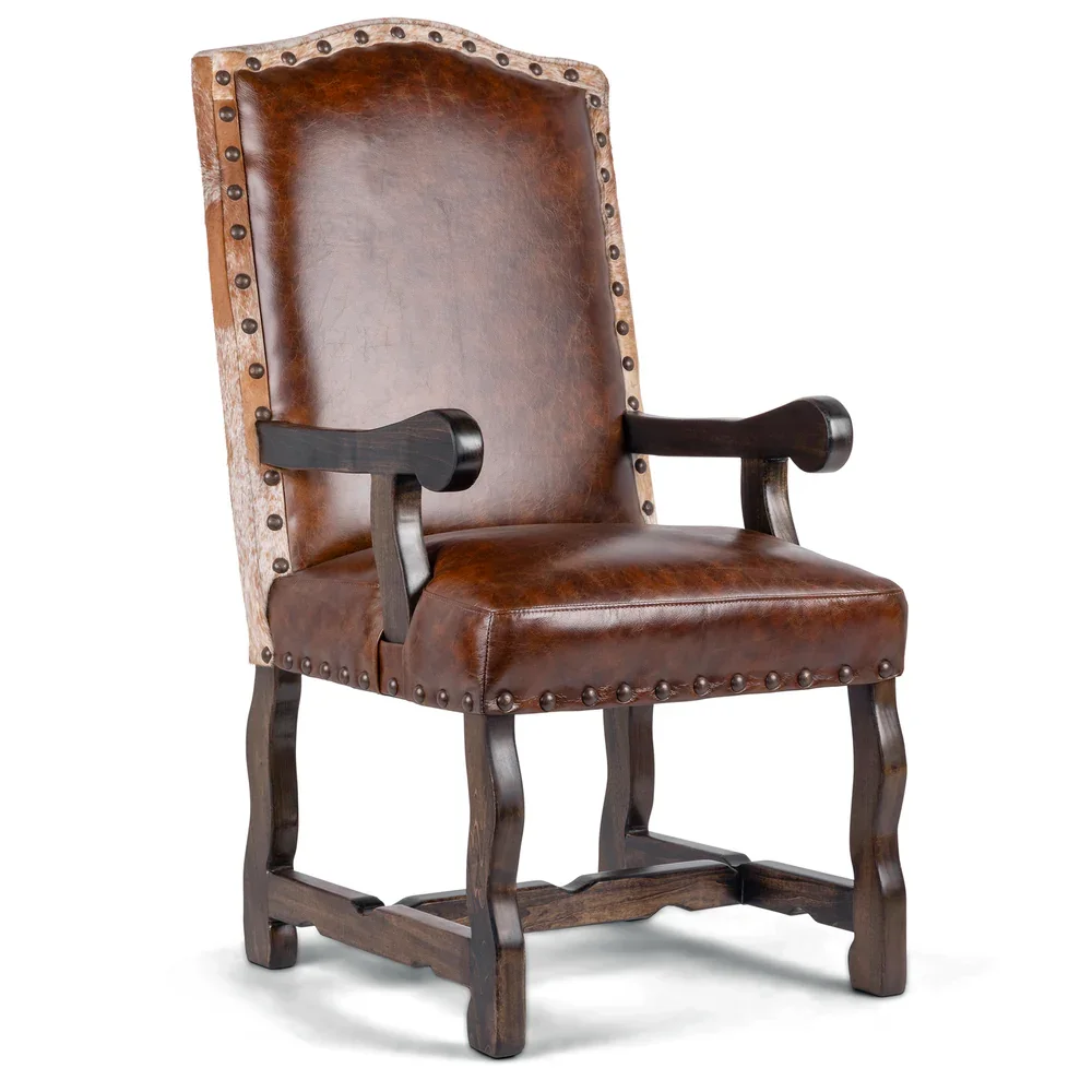 Wyoming Western Leather Arm Dining Chair