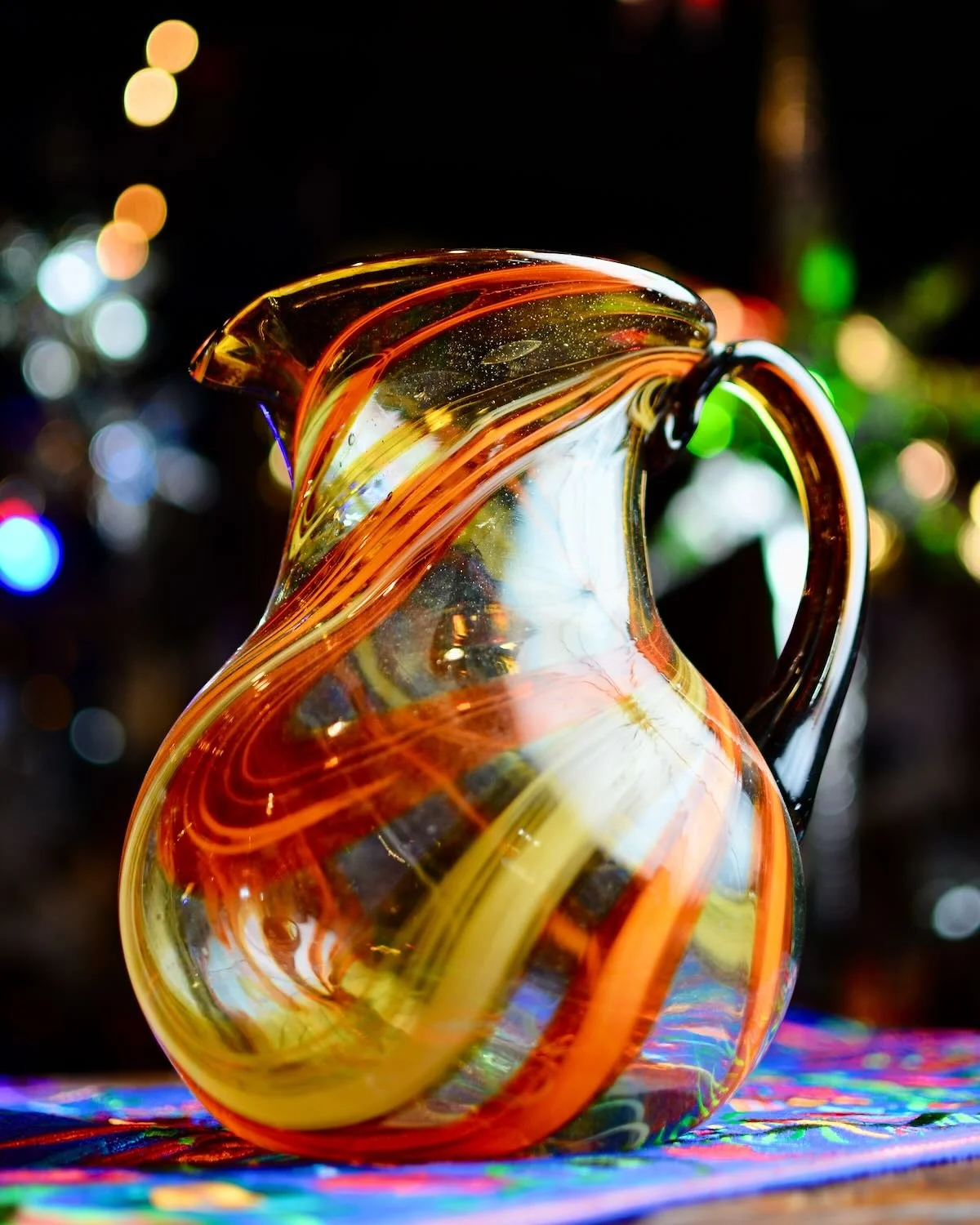 Oro y Bronce Handblown Pitcher and Margarita Glass Set