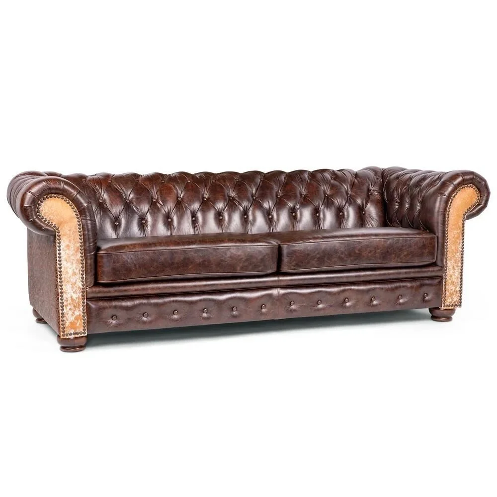 Yellowstone Button Tufted Leather Sofa | Luxury Western Leather Sofa
