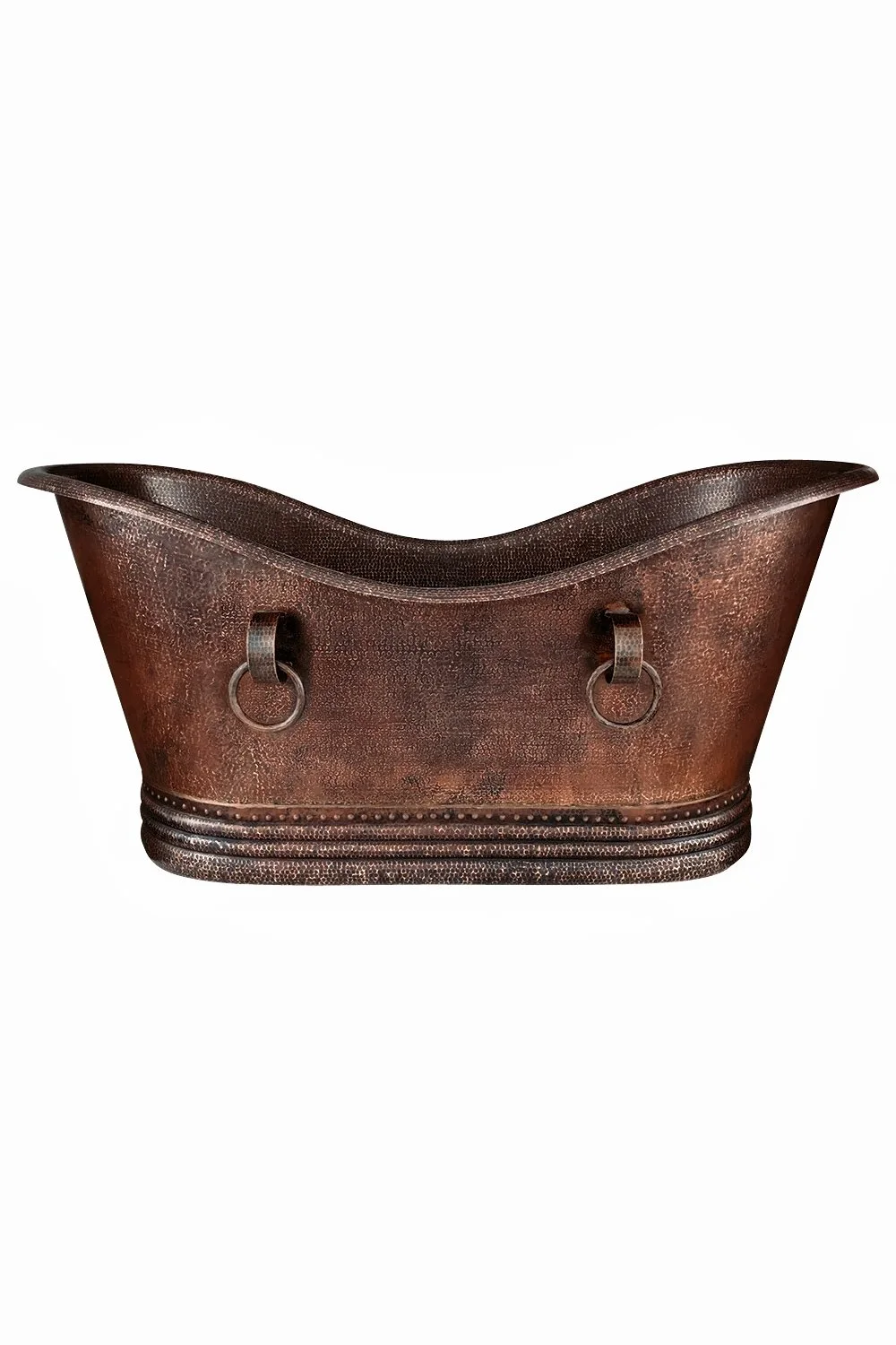 Hacienda 67" Hammered Copper Double Slipper Bathtub with Rings