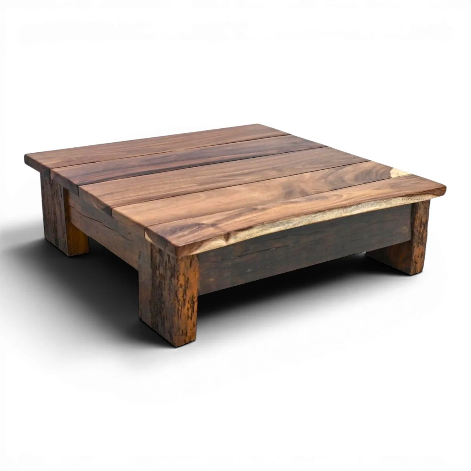 Handmade La Montaña solid parota wood coffee table crafted in Mexico with beautiful natural wood grain and Western style.