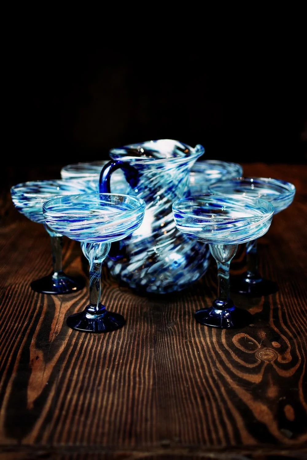 Cobalt Snow Margarita Glass & Pitcher Set