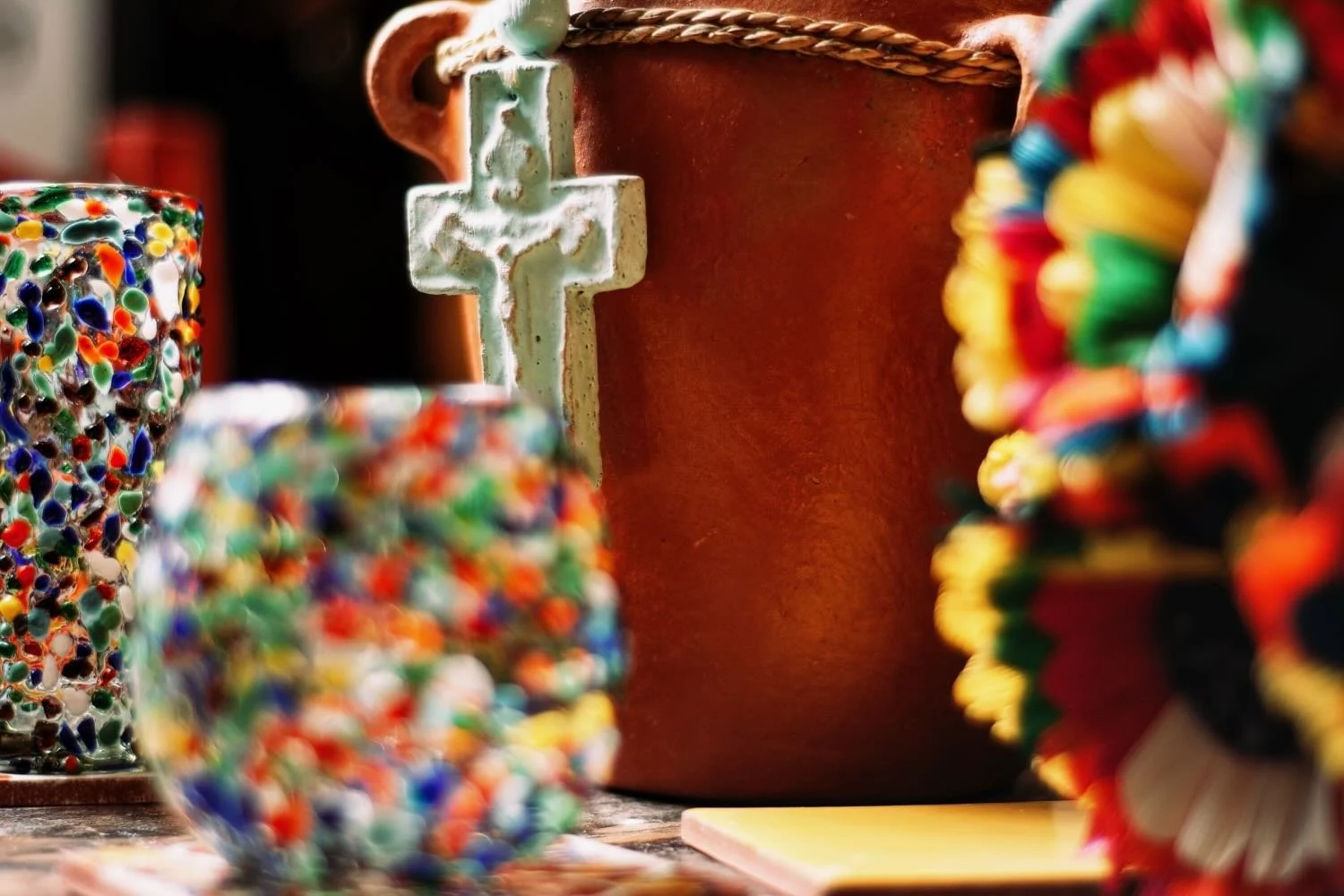 Tuquoise rosary beads from Mexico.