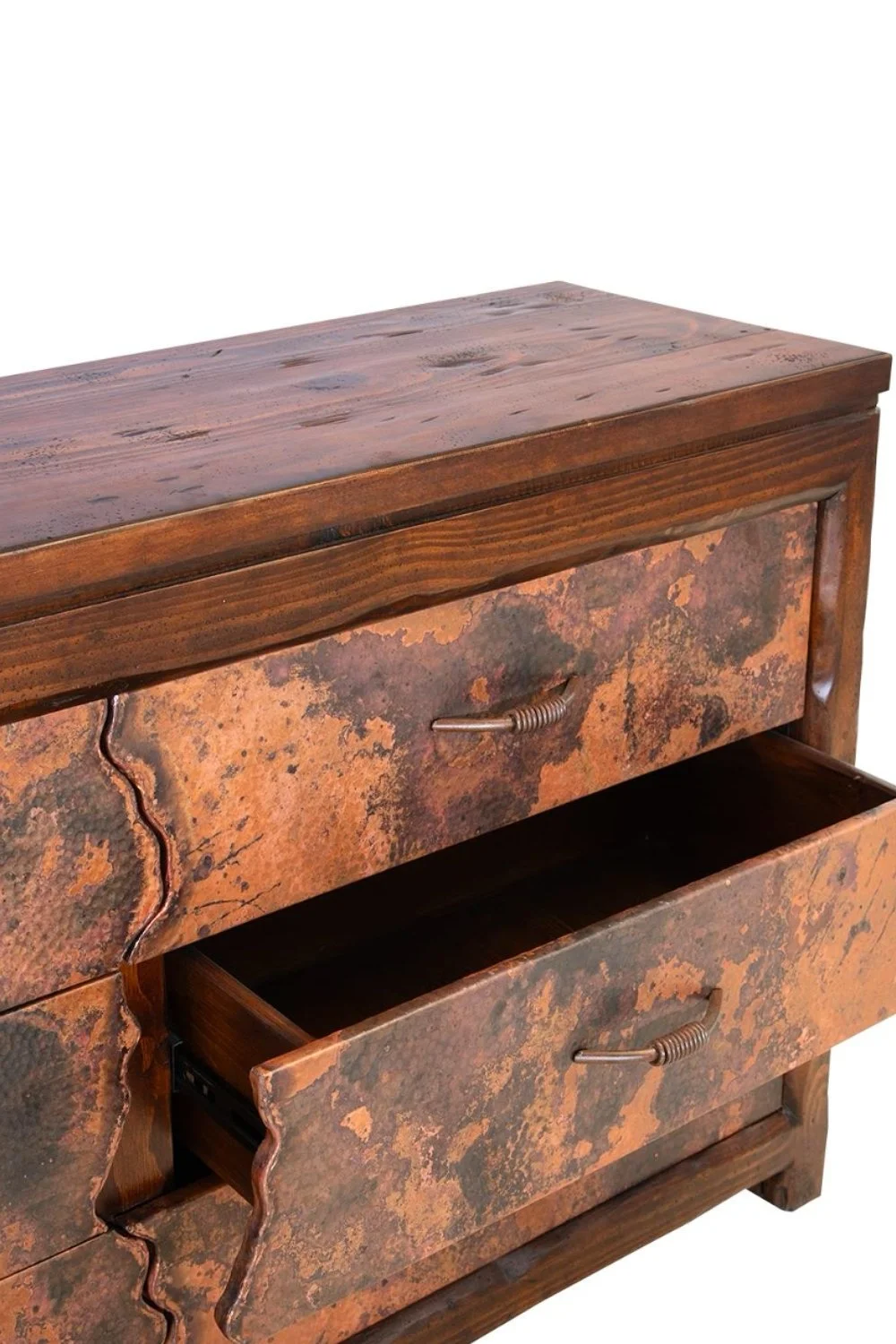 La Ballena Copper Dresser with Live Edge Drawers