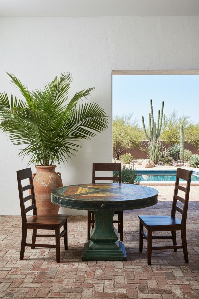 Hacienda Rústica Pintada Redonda Dining Table