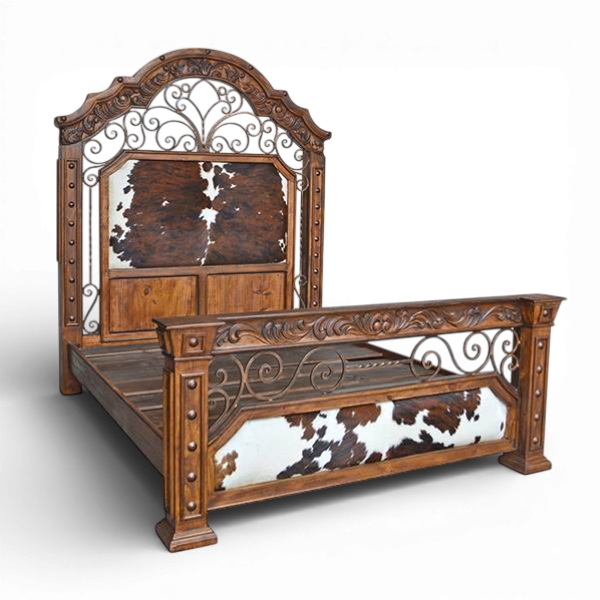 Hacienda Elegante Cowhide & Iron Bed
