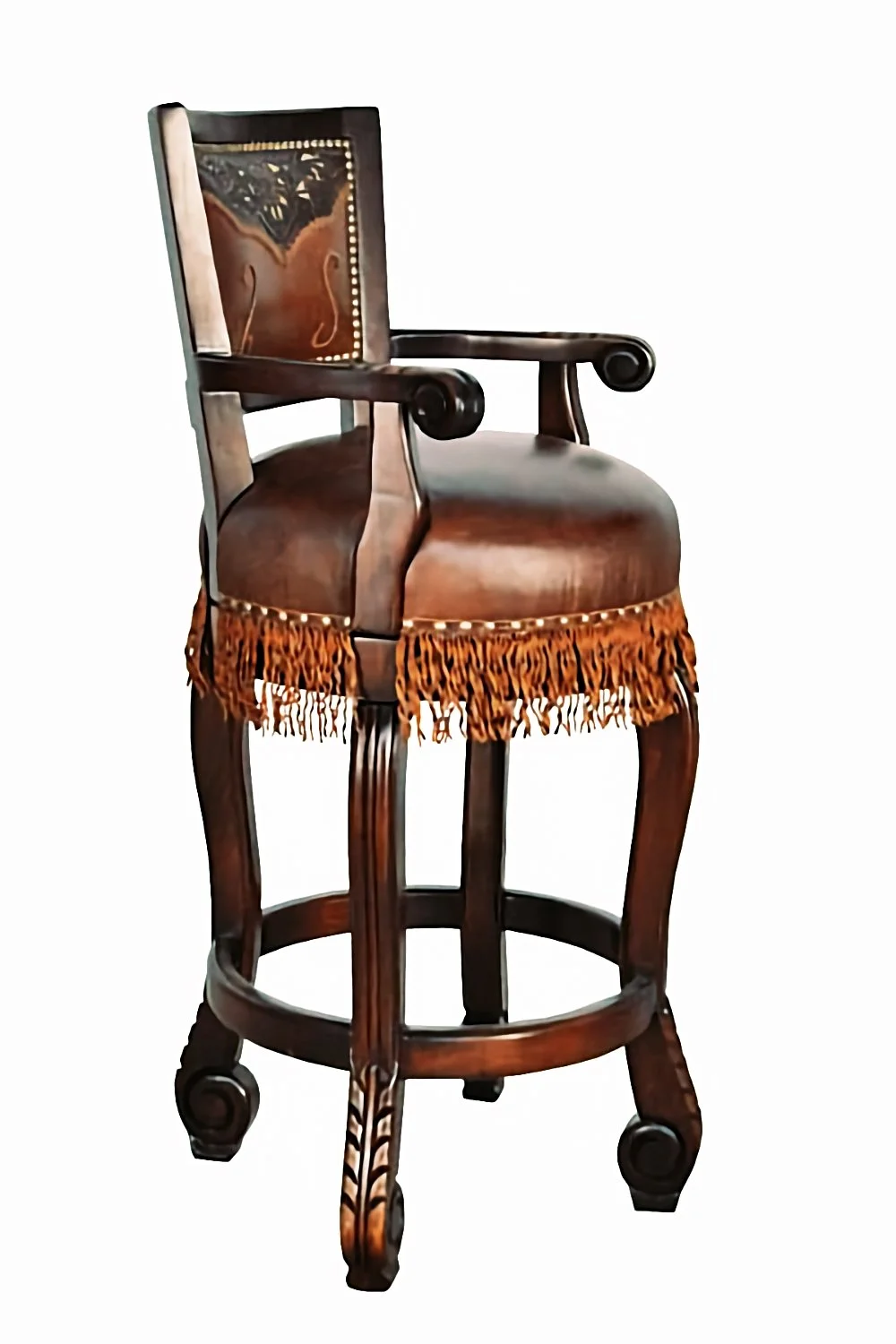 Yellowstone Tooled Leather Bar Stool