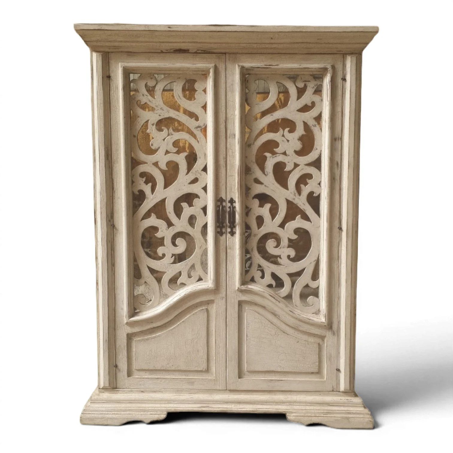 Laguna Antique White Carved Wood Armoire