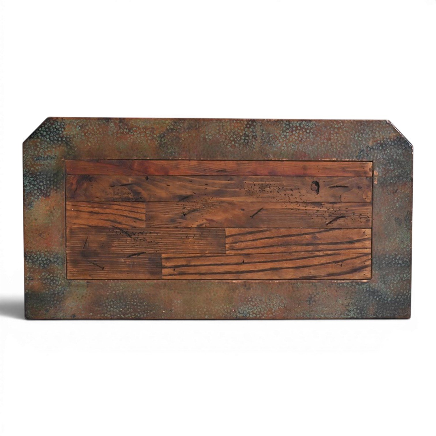 Handmade San Felipe Grande nightstand with hand-pounded copper panels, iron hardware, and rustic Western design.